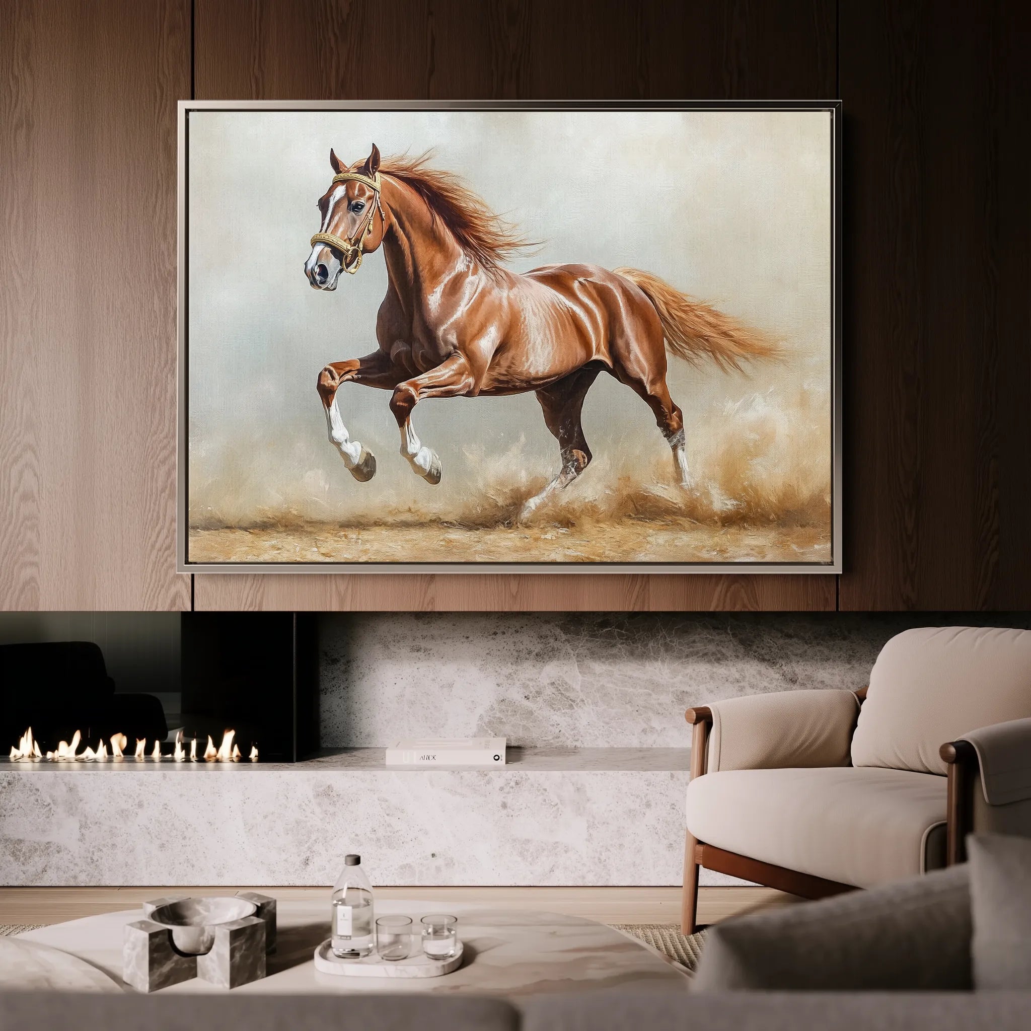 Horses 166 Canvas Art 60 x 40 cm / Black