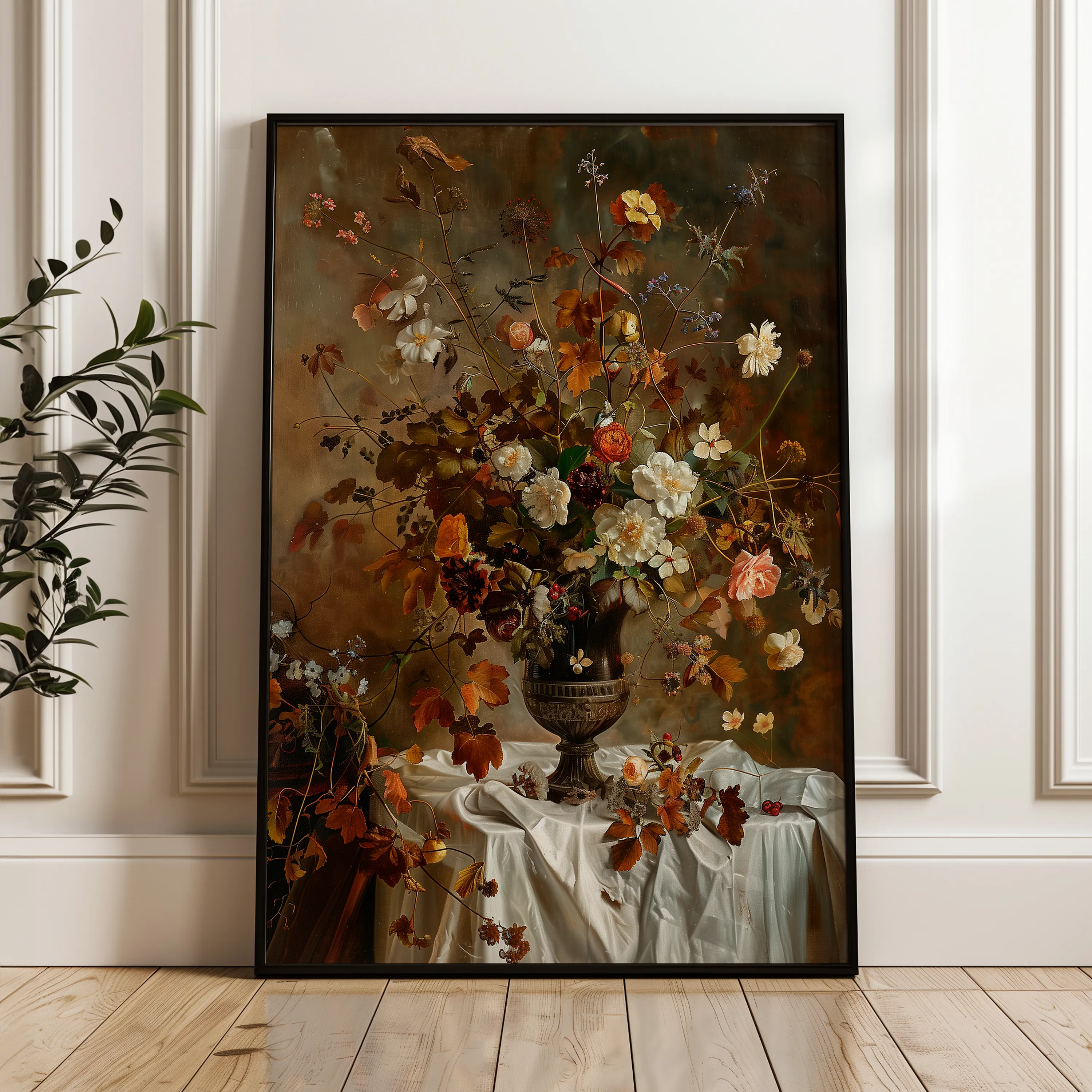 Floral 168 Canvas Art 60 x 40 cm / Black