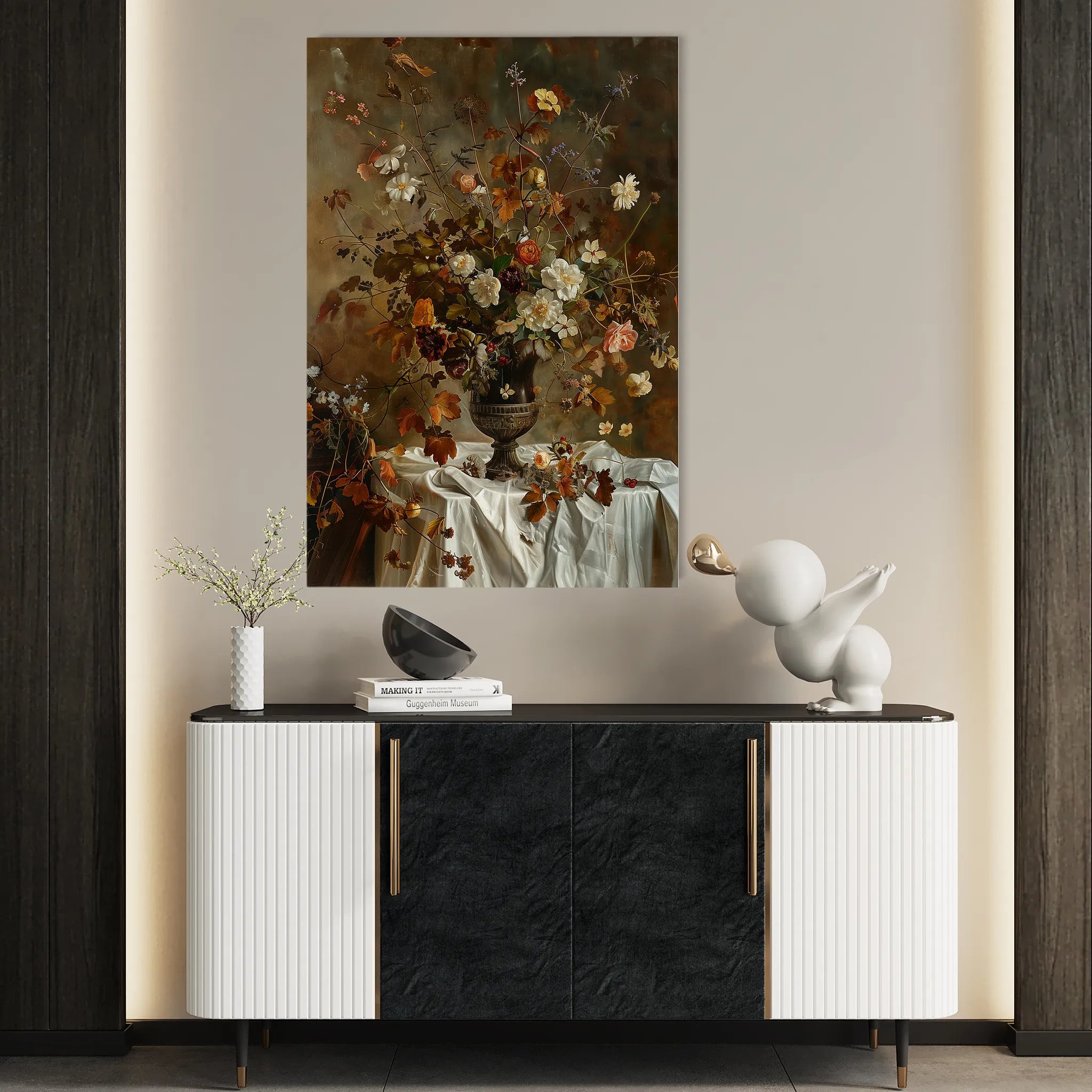 Floral 168 Canvas Art 60 x 40 cm / Black