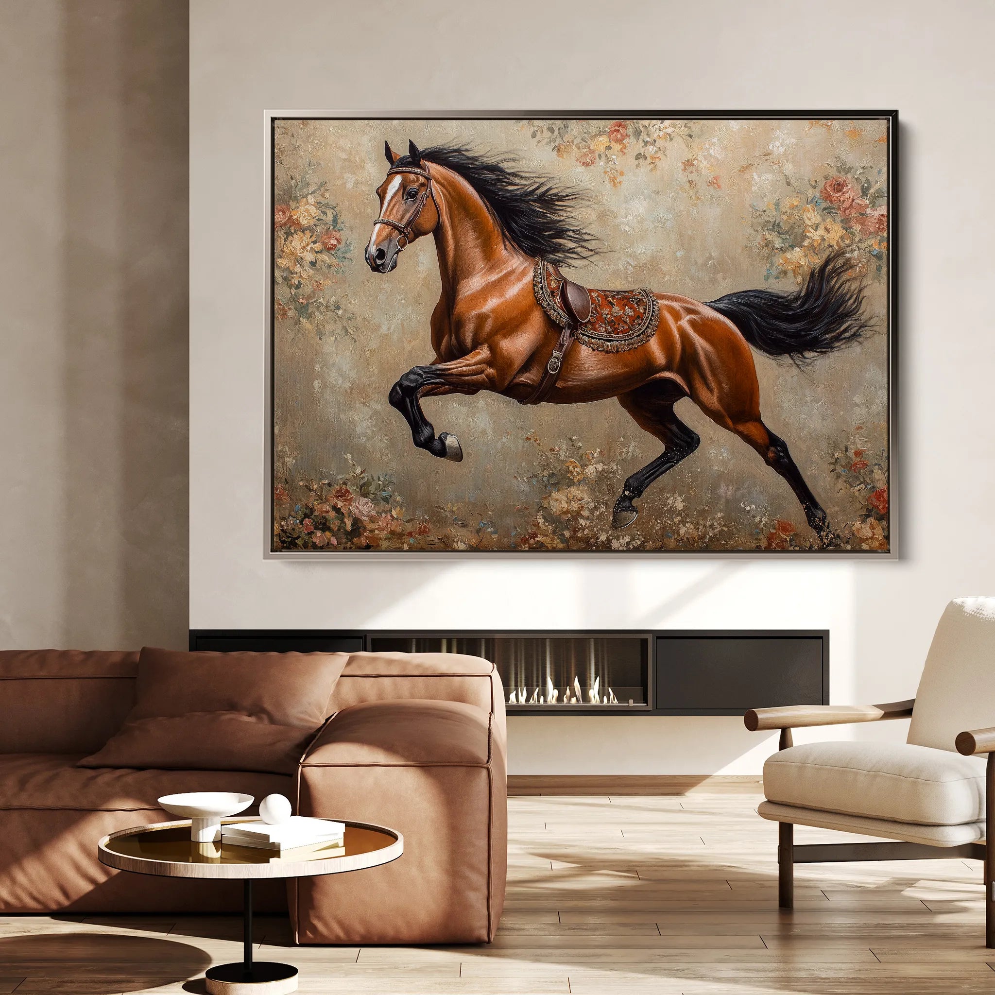 Horses 170 Canvas Art 60 x 40 cm / Black