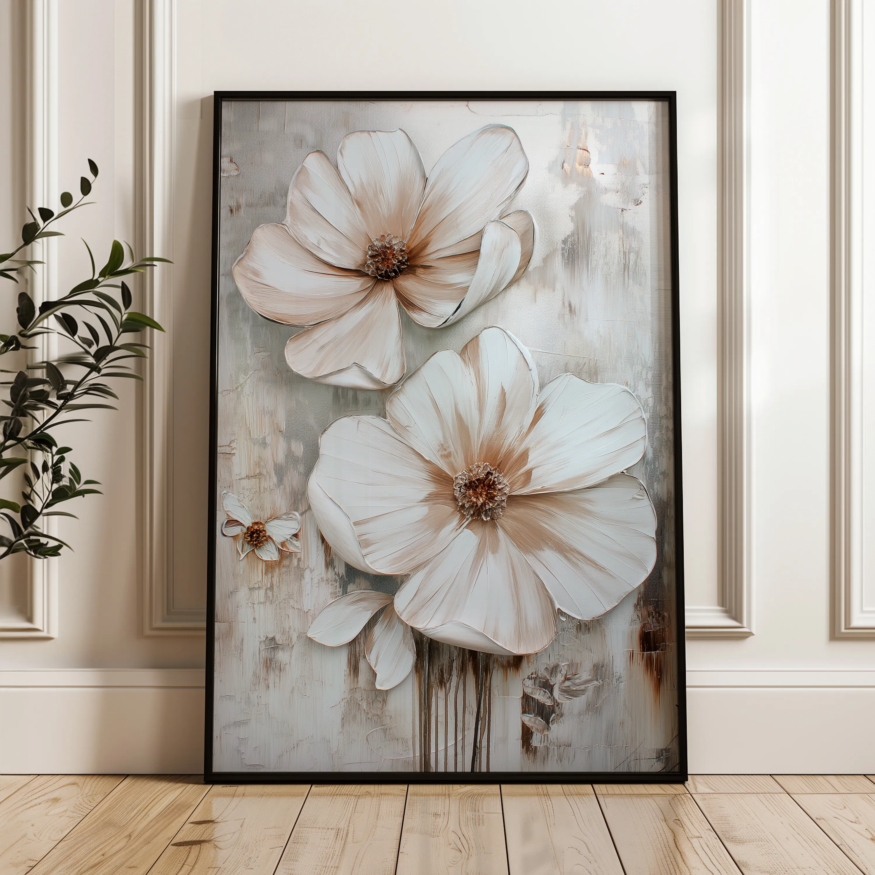 Floral 171 Canvas Art 60 x 40 cm / Black
