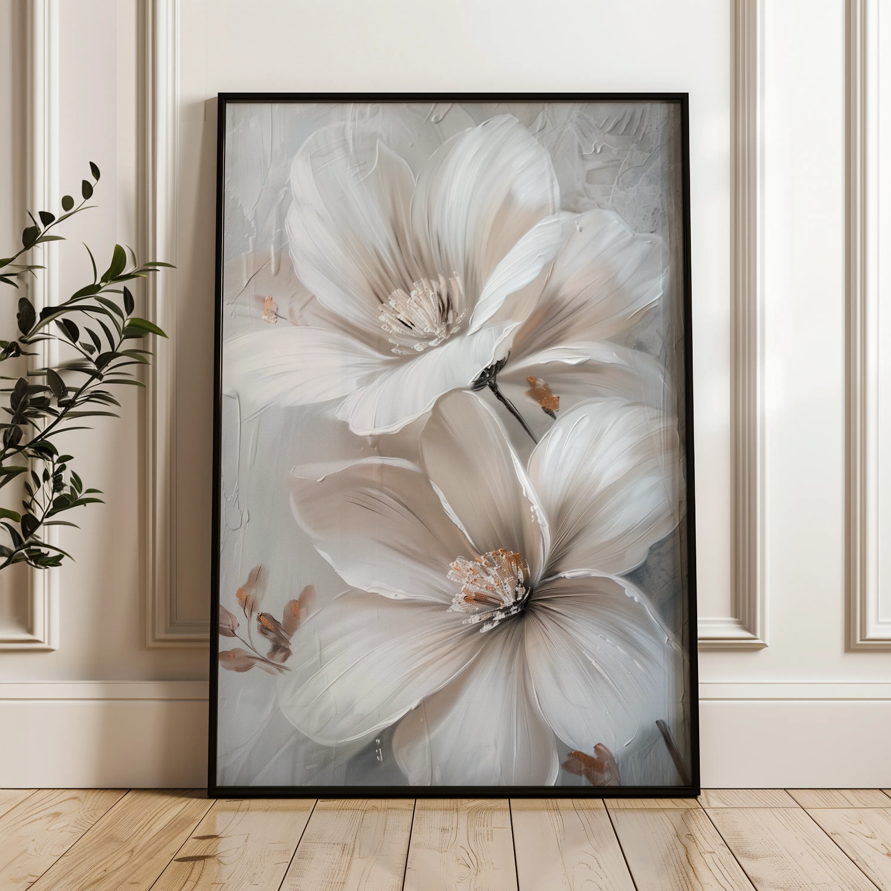 Floral 172 Canvas Art 60 x 40 cm / Black