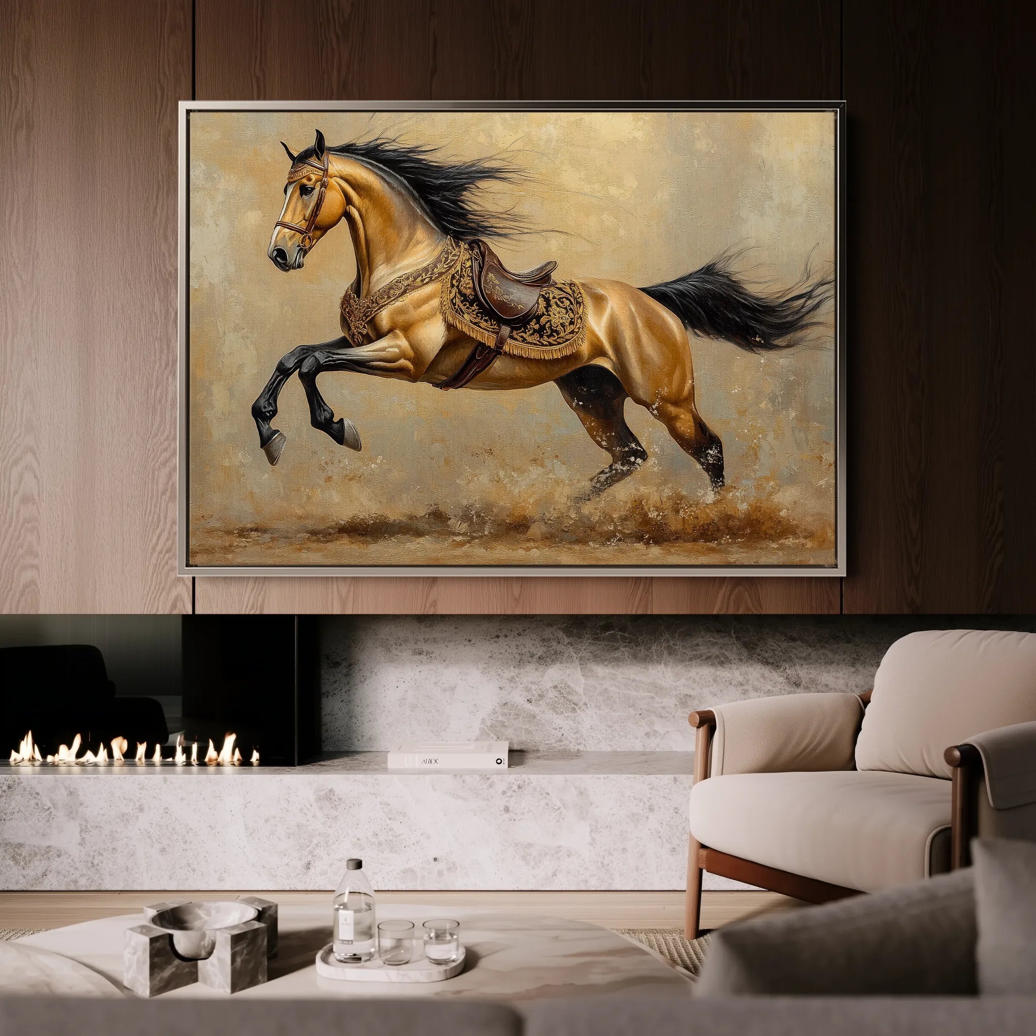 Horses 172 Canvas Art 60 x 40 cm / Black