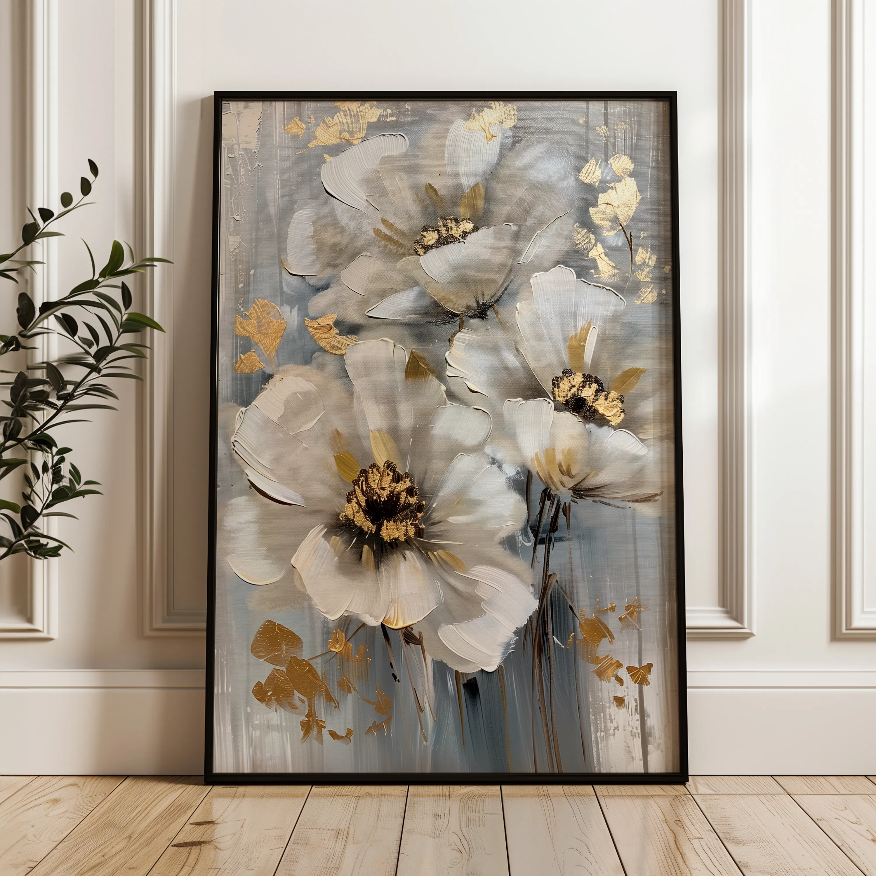 Floral 173 Canvas Art 60 x 40 cm / Black