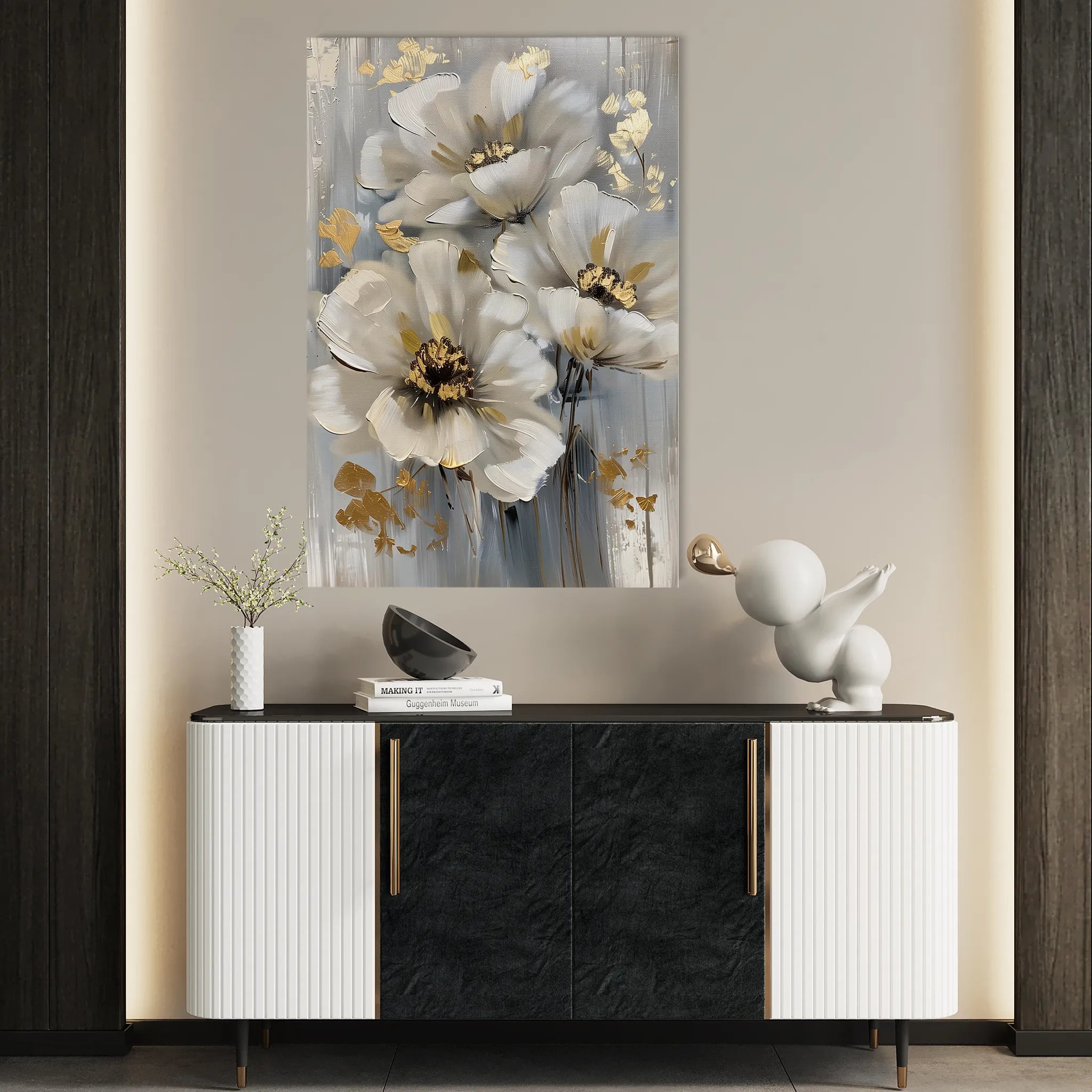 Floral 173 Canvas Art 60 x 40 cm / Black