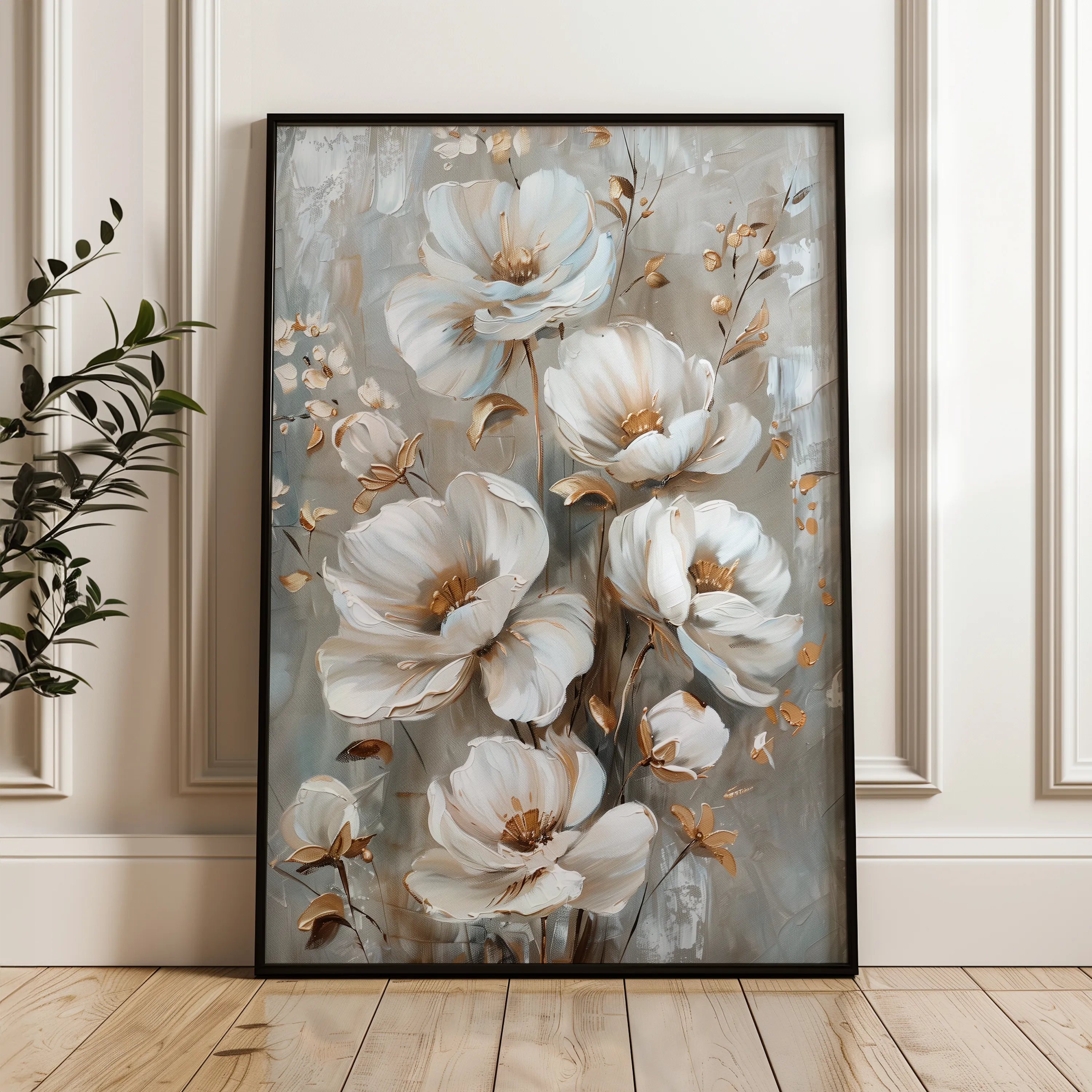 Floral 174 Canvas Art 60 x 40 cm / Black