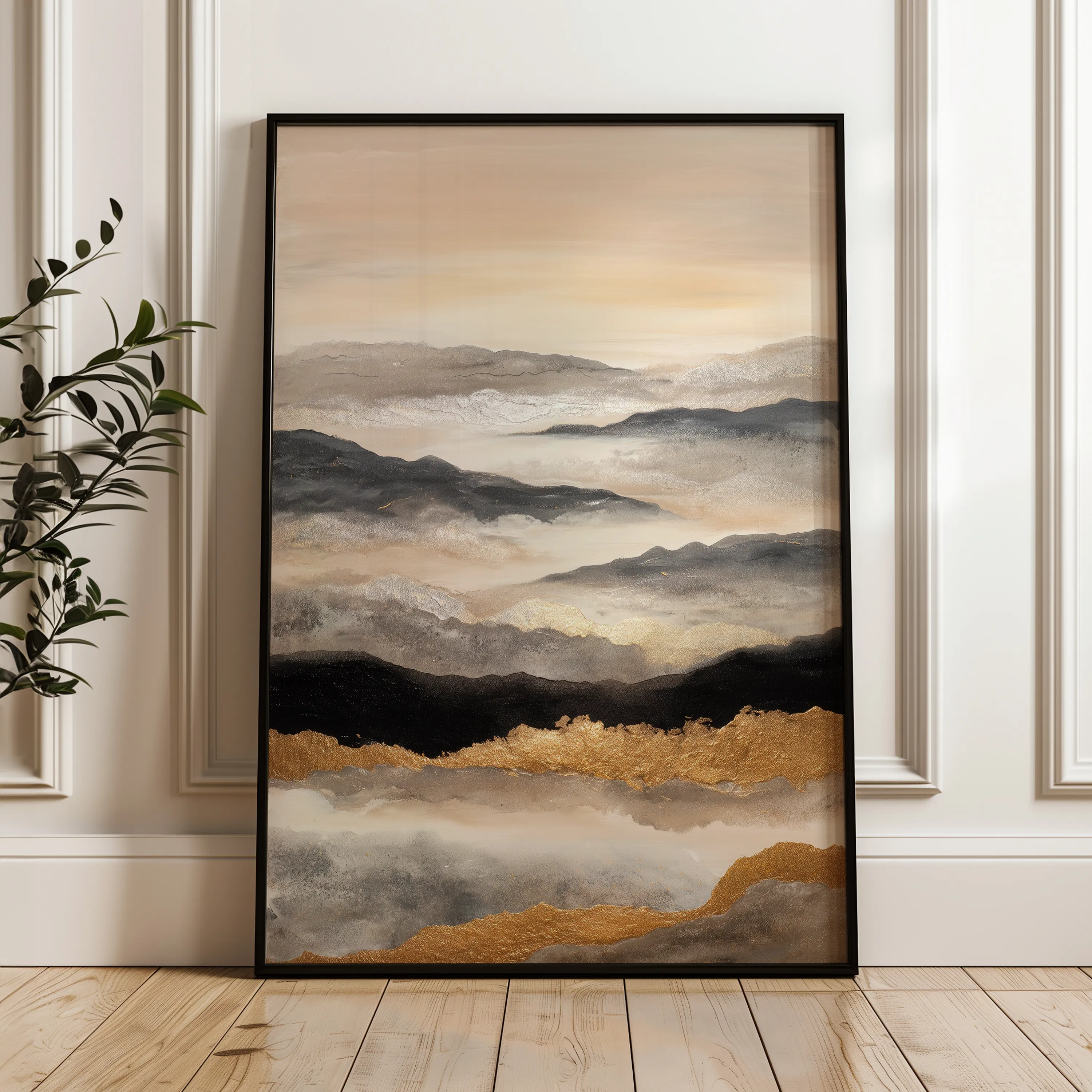 Abstract 1747 Canvas Art 60 x 40 cm / Black