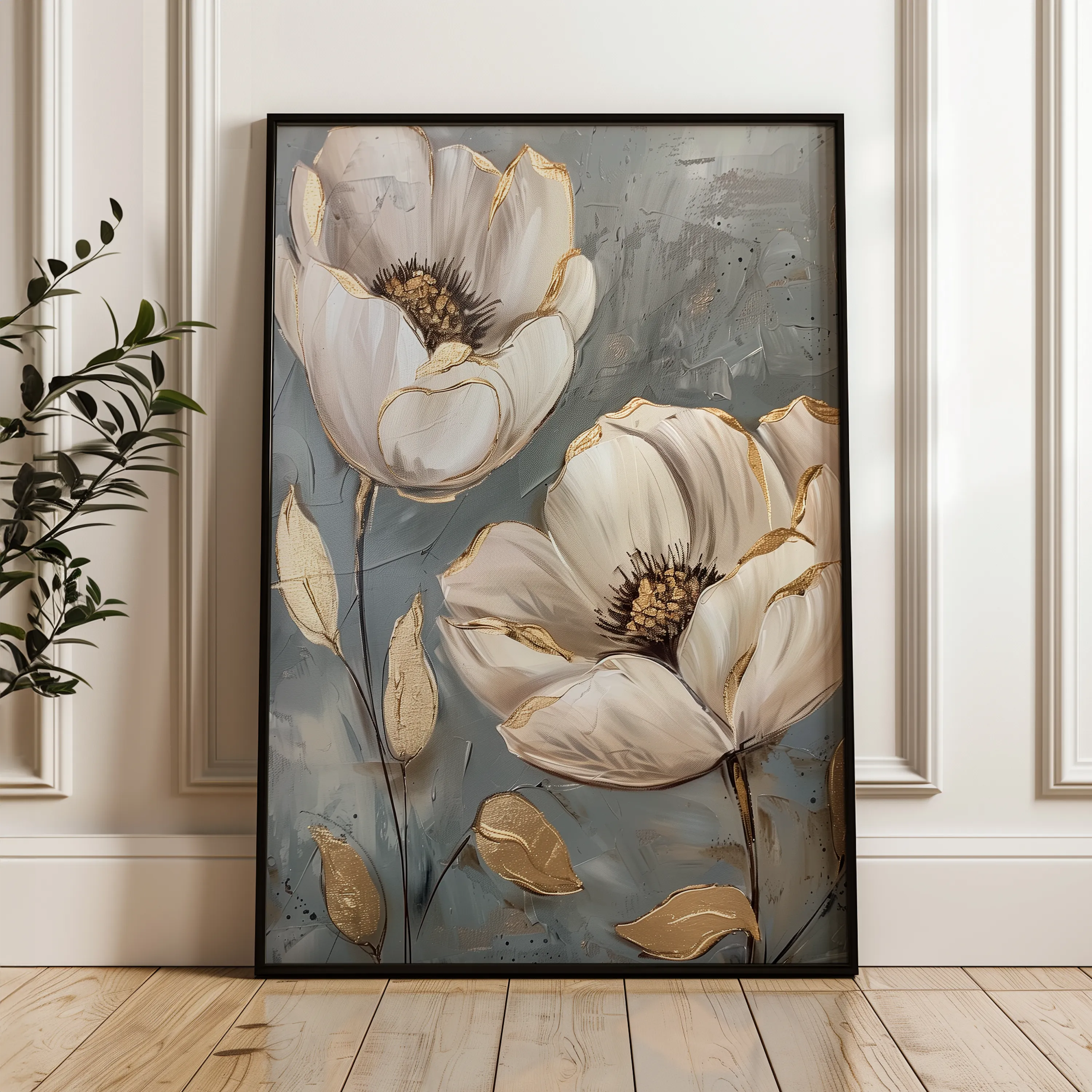Floral 175 Canvas Art 60 x 40 cm / Black
