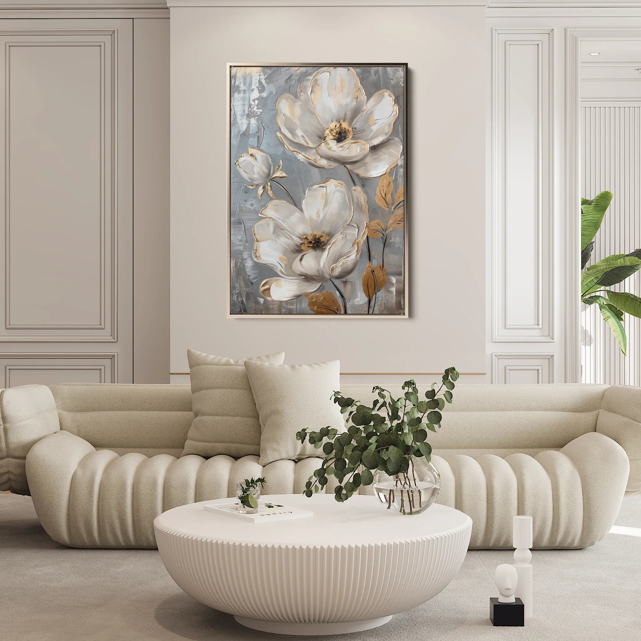 Floral 176 Canvas Art 60 x 40 cm / Black