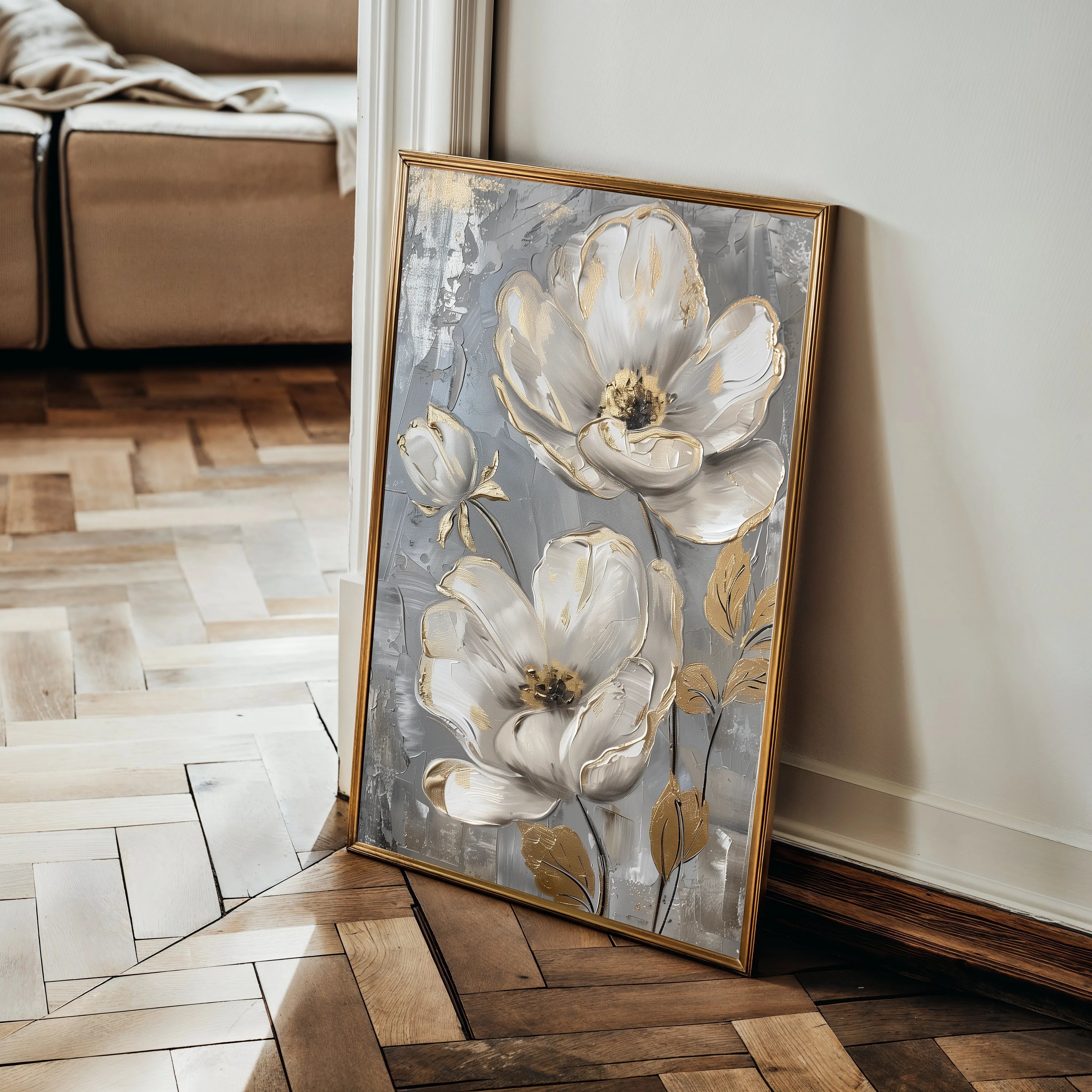 Floral 176 Canvas Art 60 x 40 cm / Black