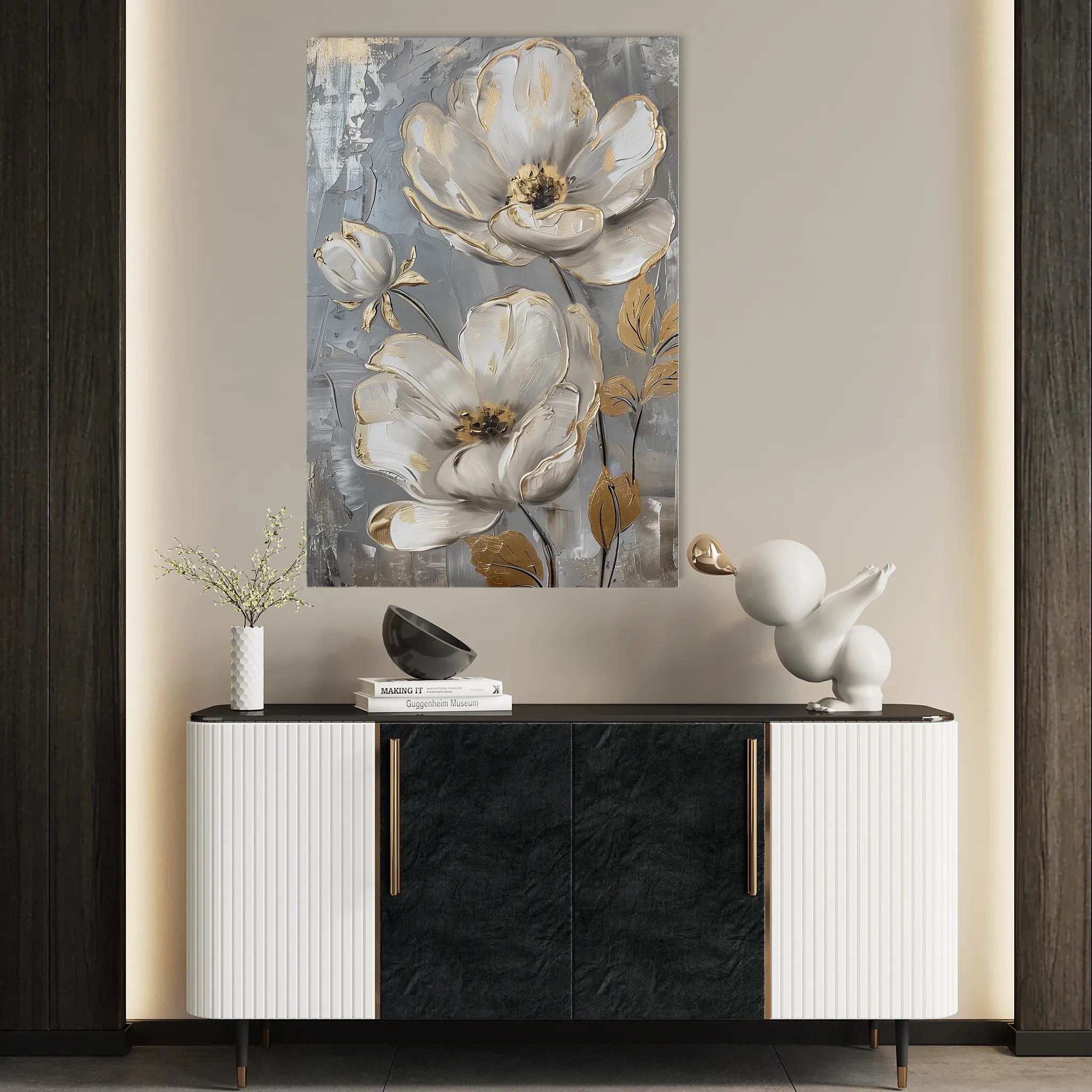 Floral 176 Canvas Art 60 x 40 cm / Black
