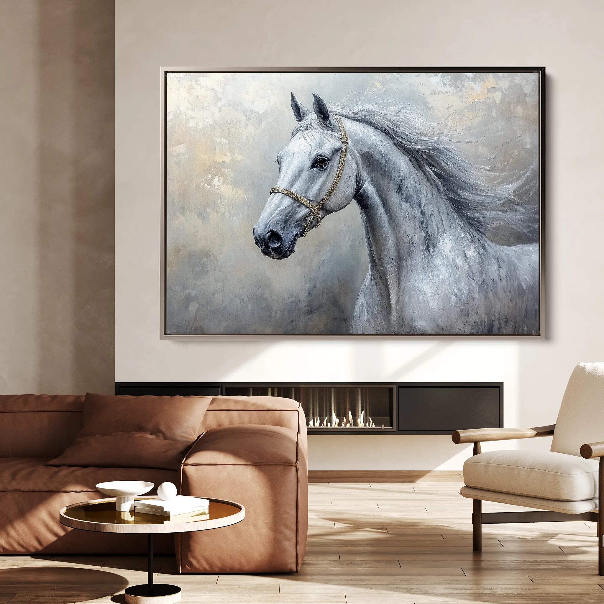 Horses 178 Canvas Art 60 x 40 cm / Black