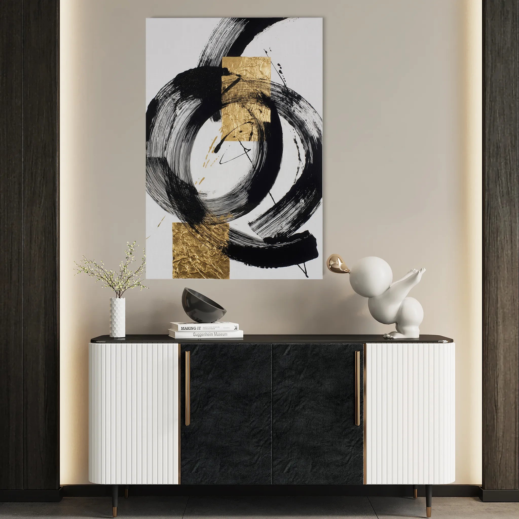 Abstract 1784 Canvas Art 60 x 40 cm / Black
