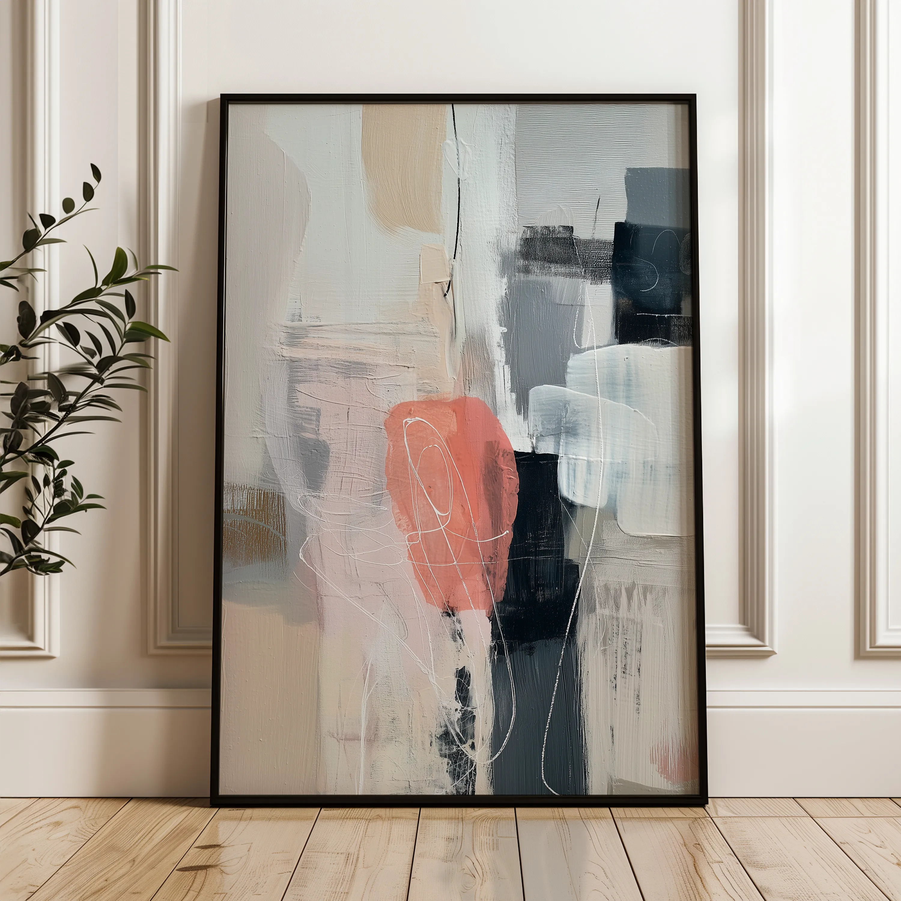 Abstract 1796 Canvas Art 60 x 40 cm / Black
