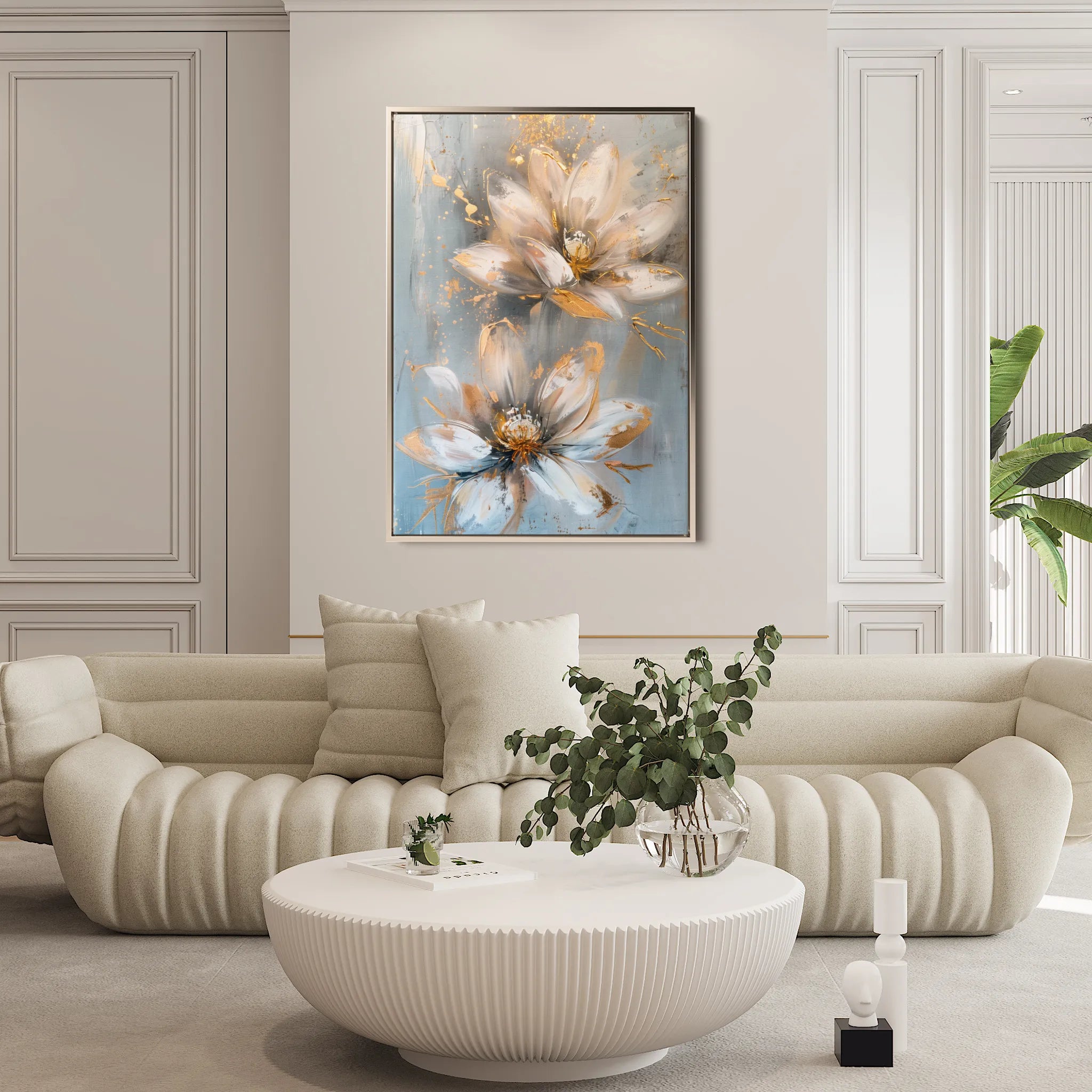 Floral 180 Canvas Art 60 x 40 cm / Black