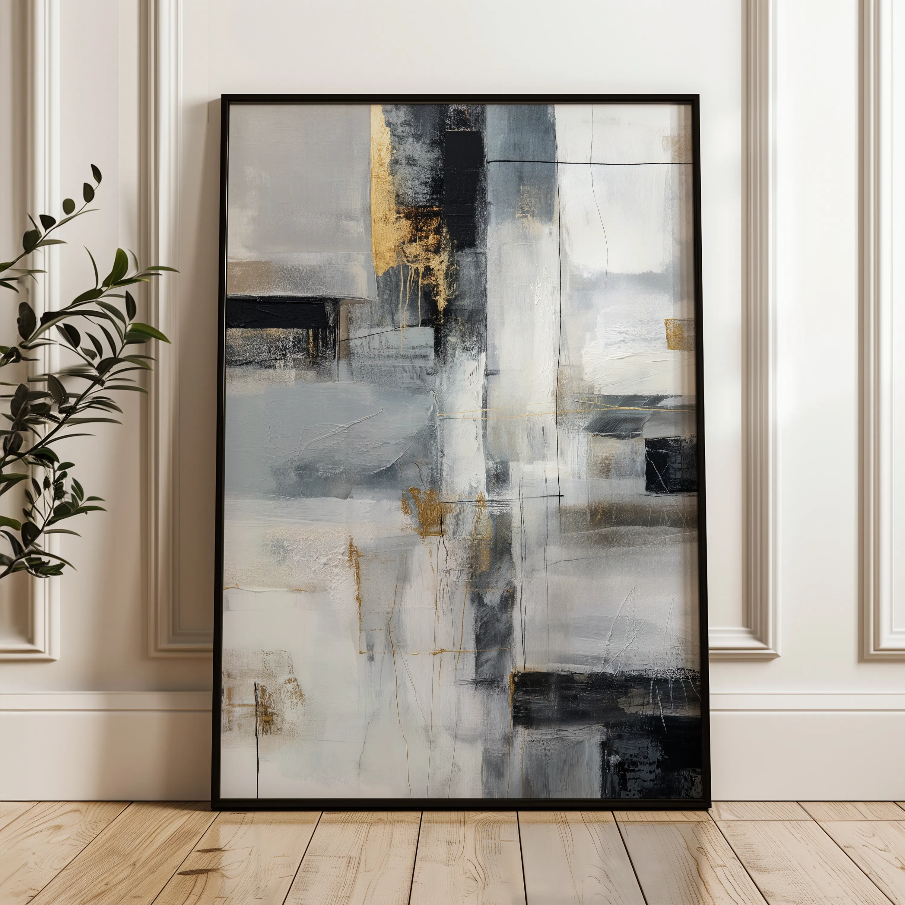 Abstract 1803 Canvas Art 60 x 40 cm / Black