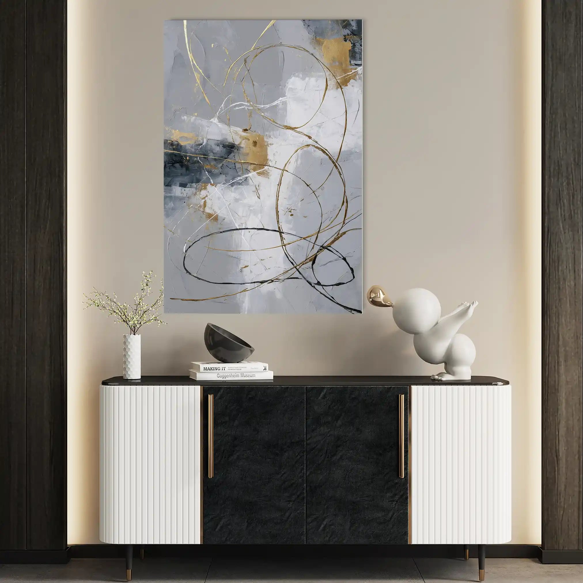 Abstract 1807 Canvas Art 60 x 40 cm / Black
