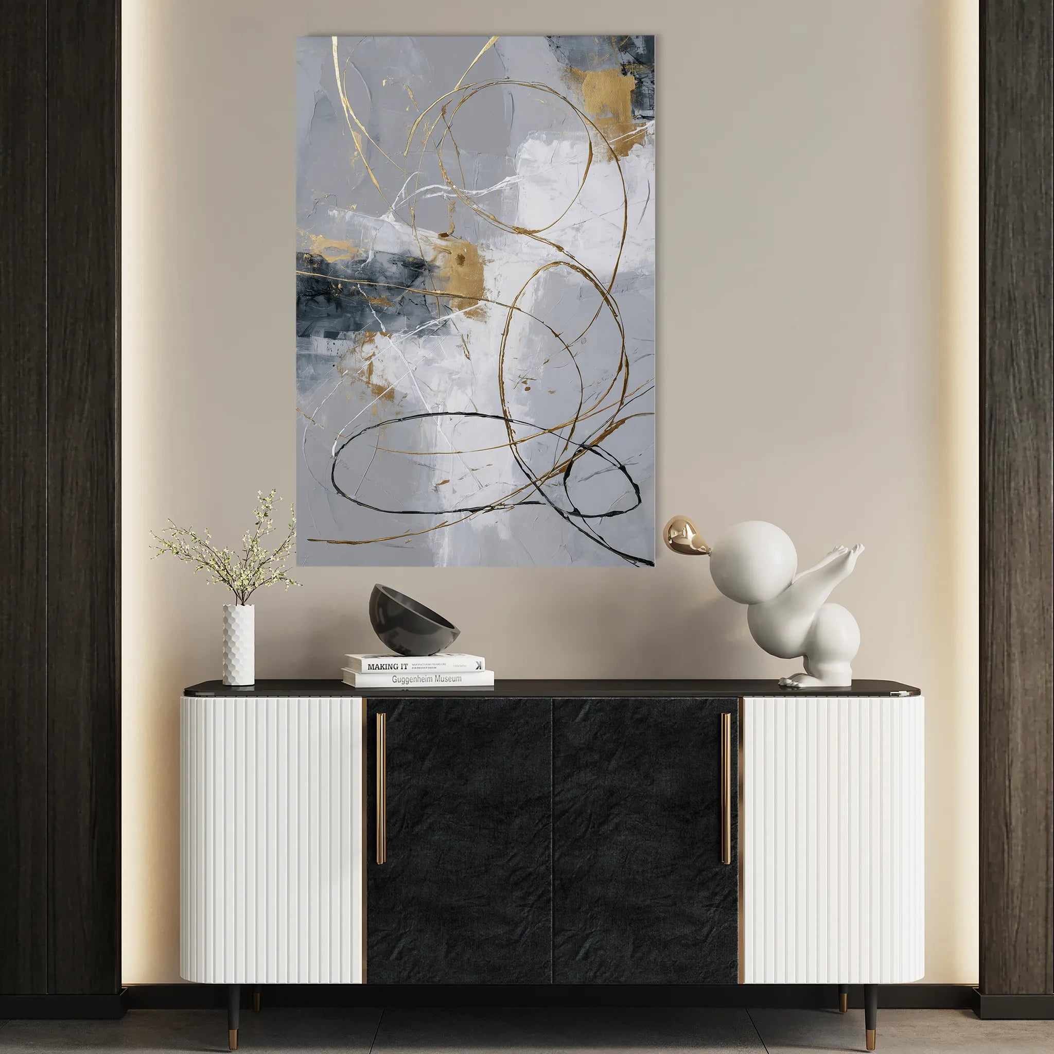 Abstract 1807 Canvas Art 60 x 40 cm / Black