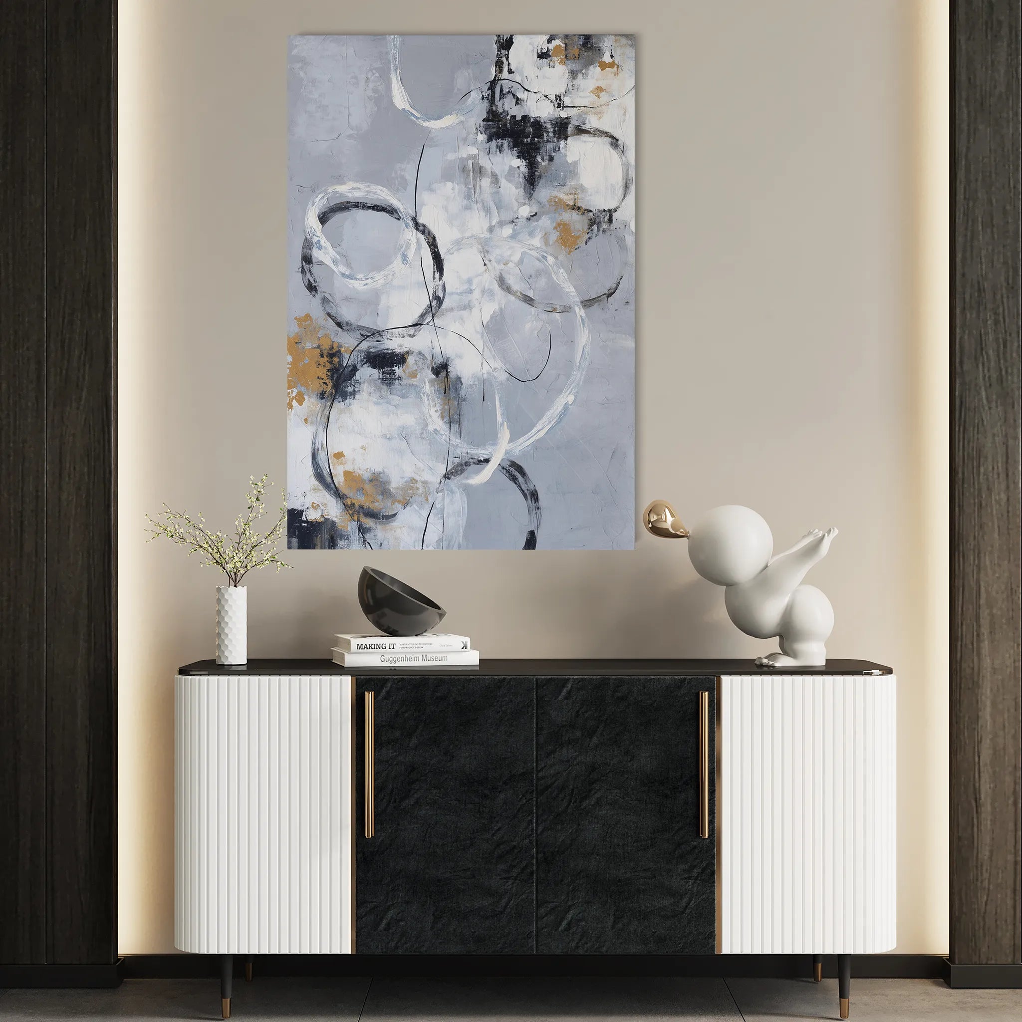 Abstract 1808 Canvas Art 60 x 40 cm / Black