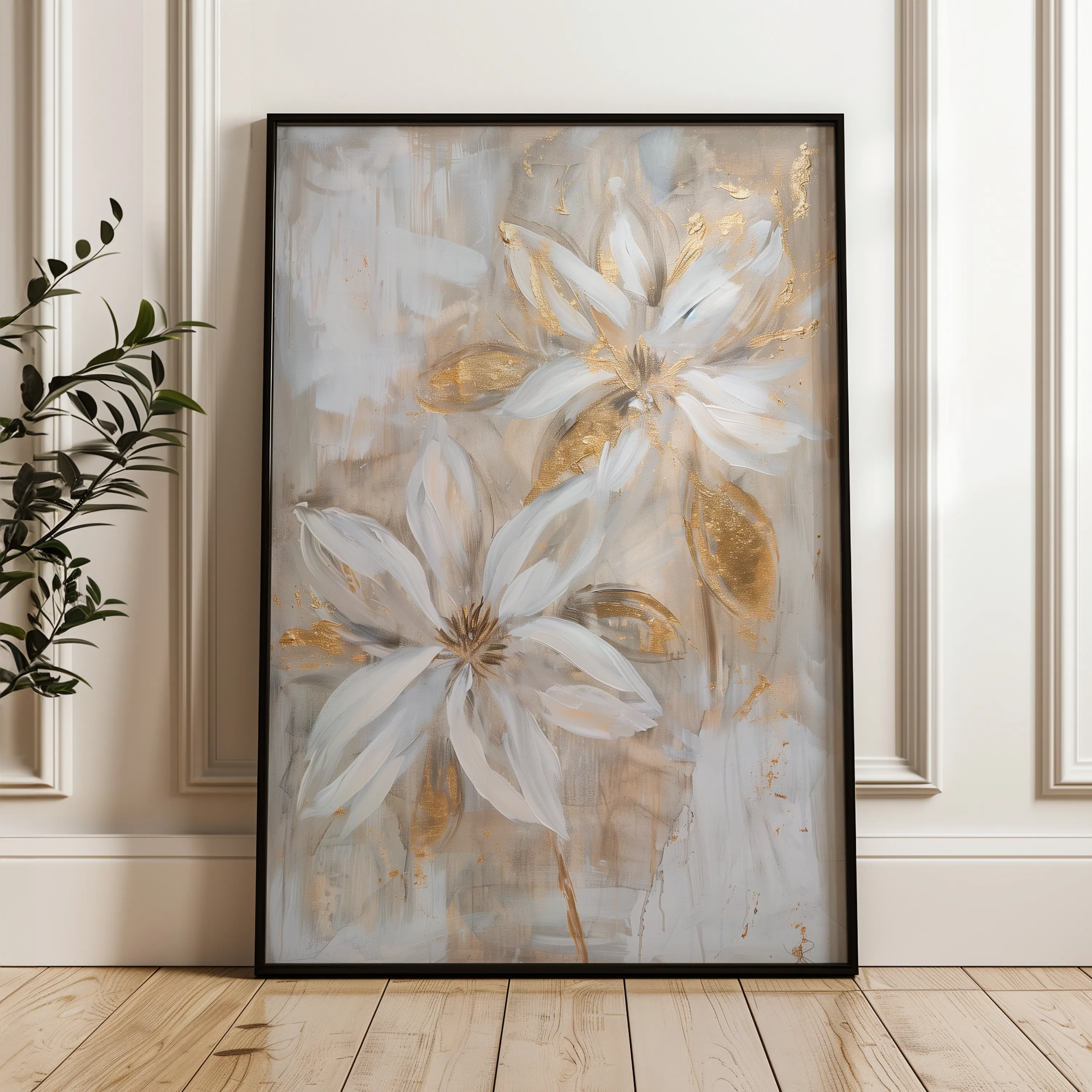 Floral 181 Canvas Art 60 x 40 cm / Black
