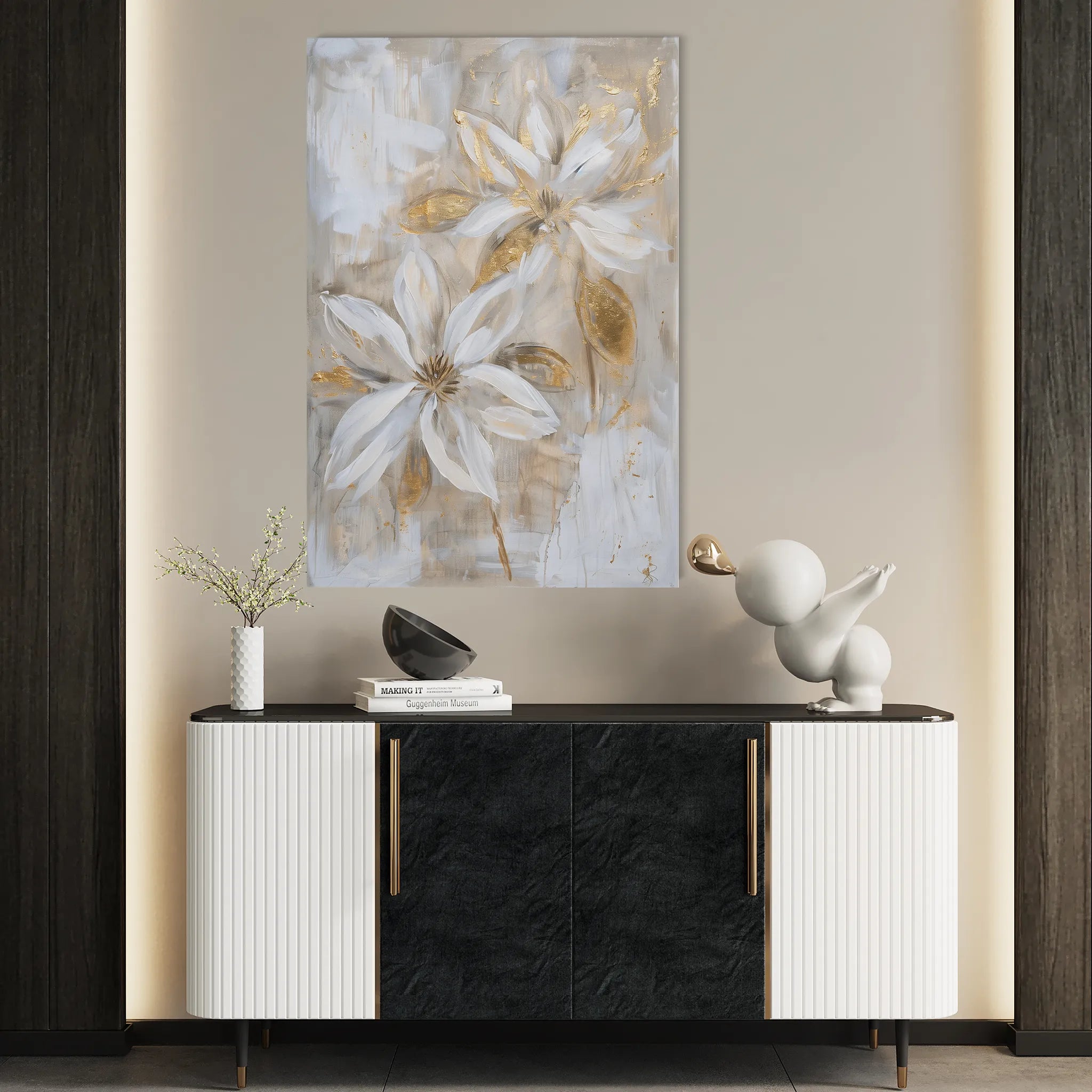 Floral 181 Canvas Art 60 x 40 cm / Black