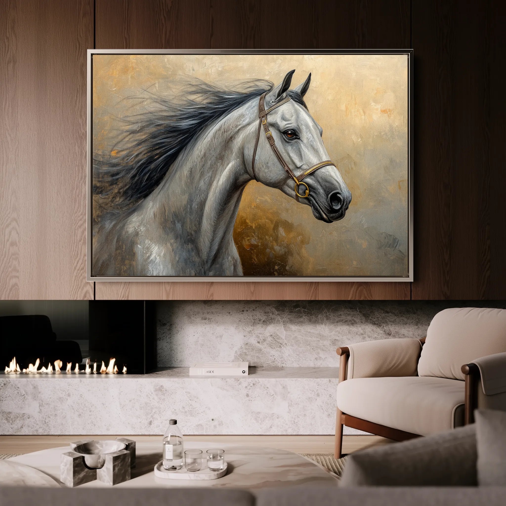 Horses 181 Canvas Art 60 x 40 cm / Black