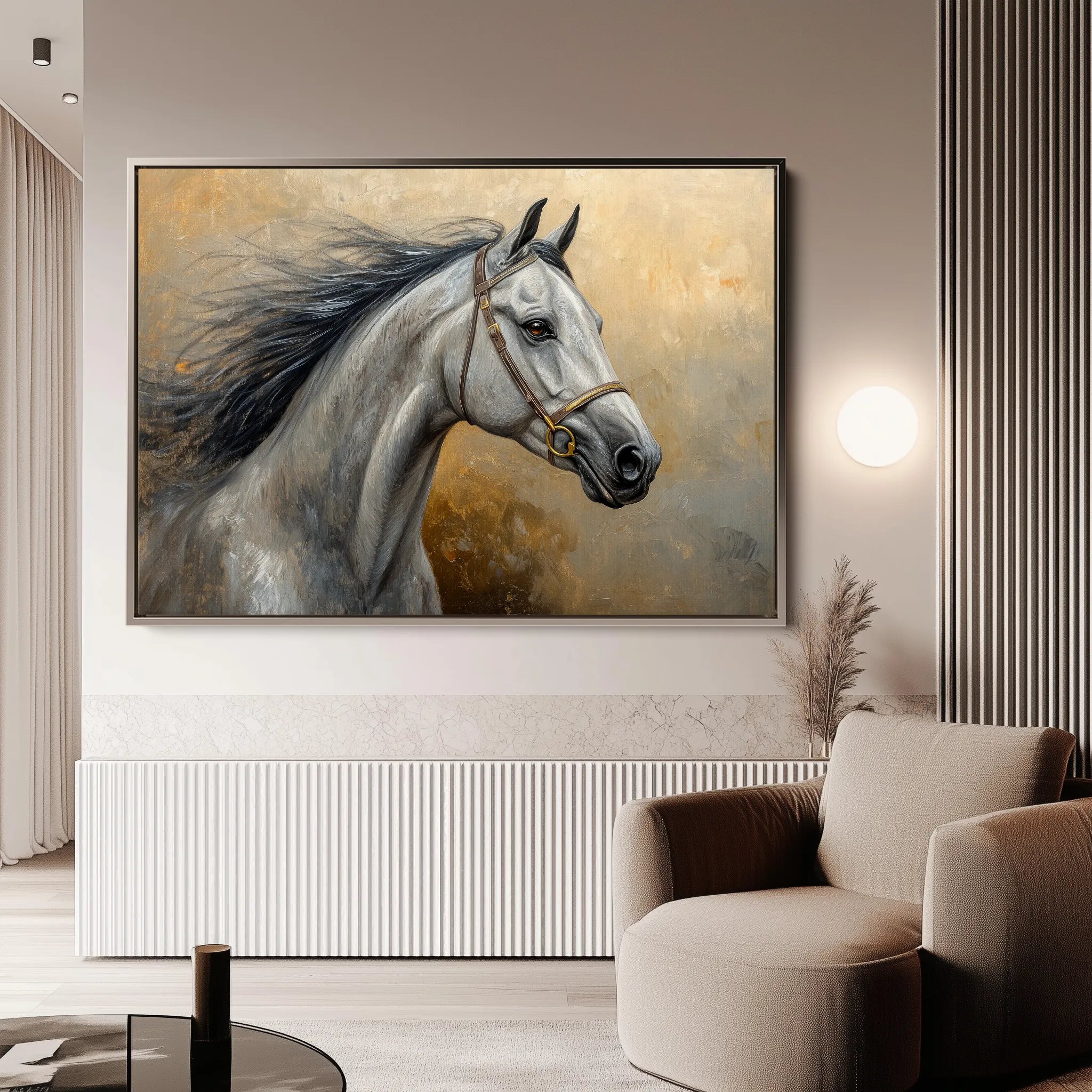 Horses 181 Canvas Art 60 x 40 cm / Black