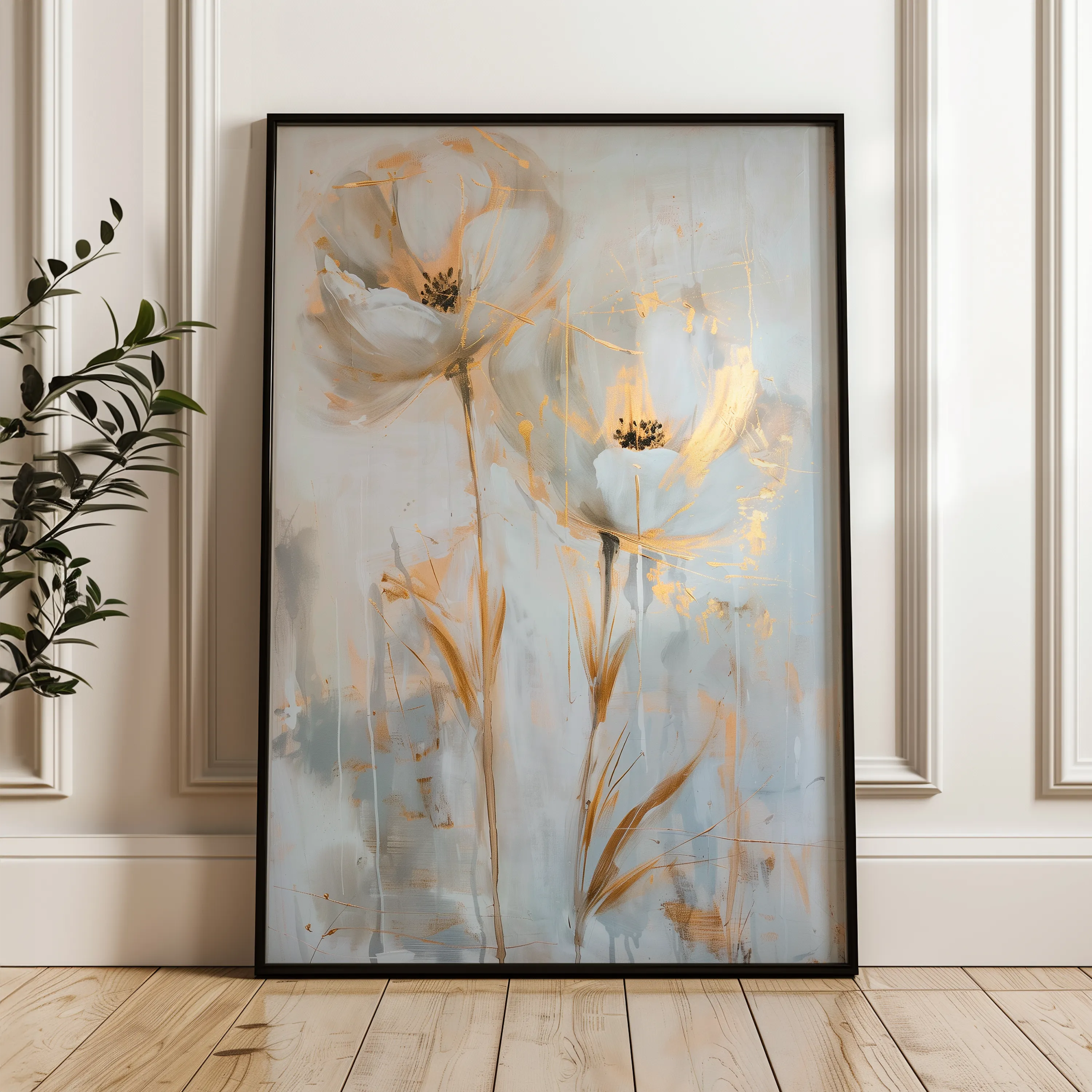 Floral 182 Canvas Art 60 x 40 cm / Black