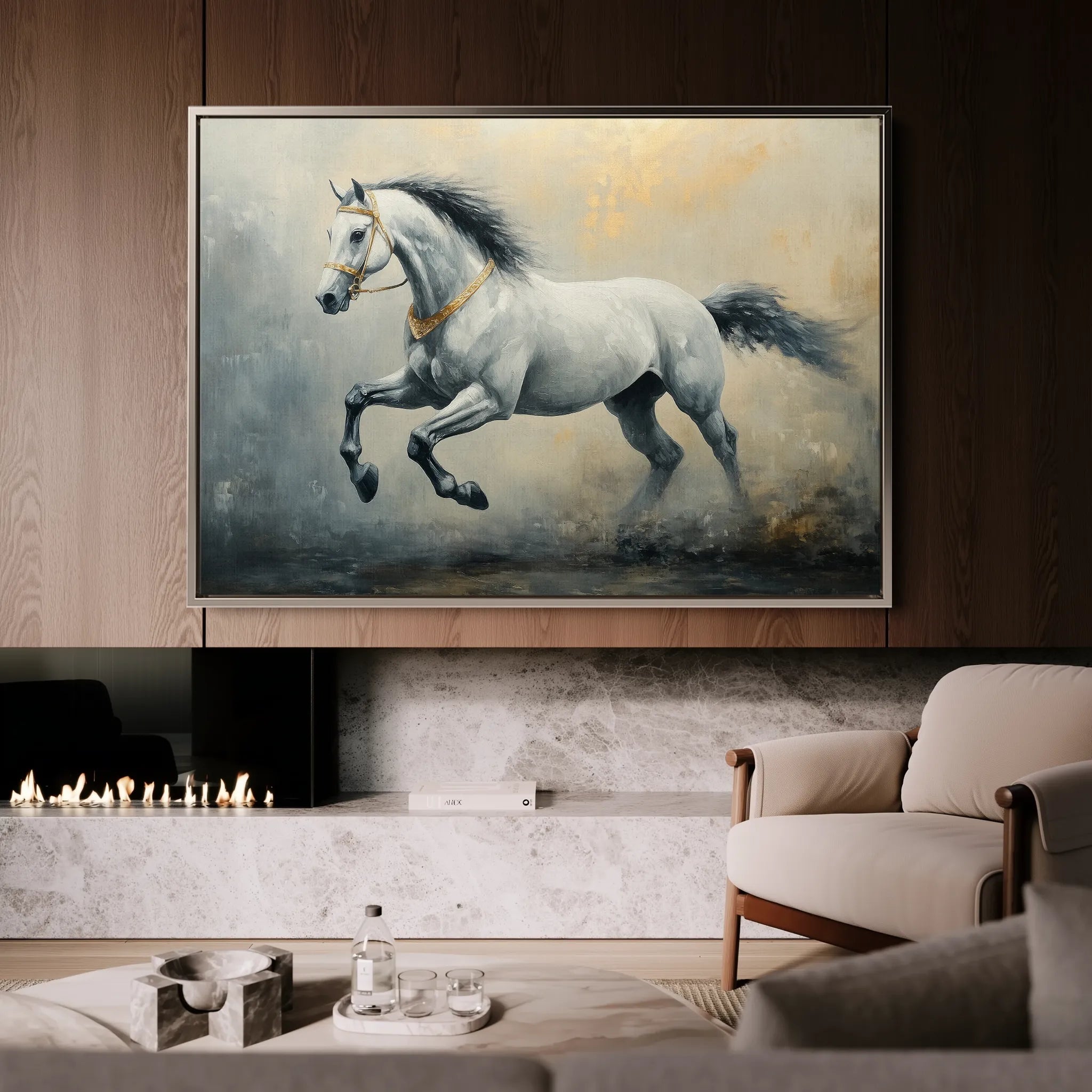 Horses 182 Canvas Art 60 x 40 cm / Black