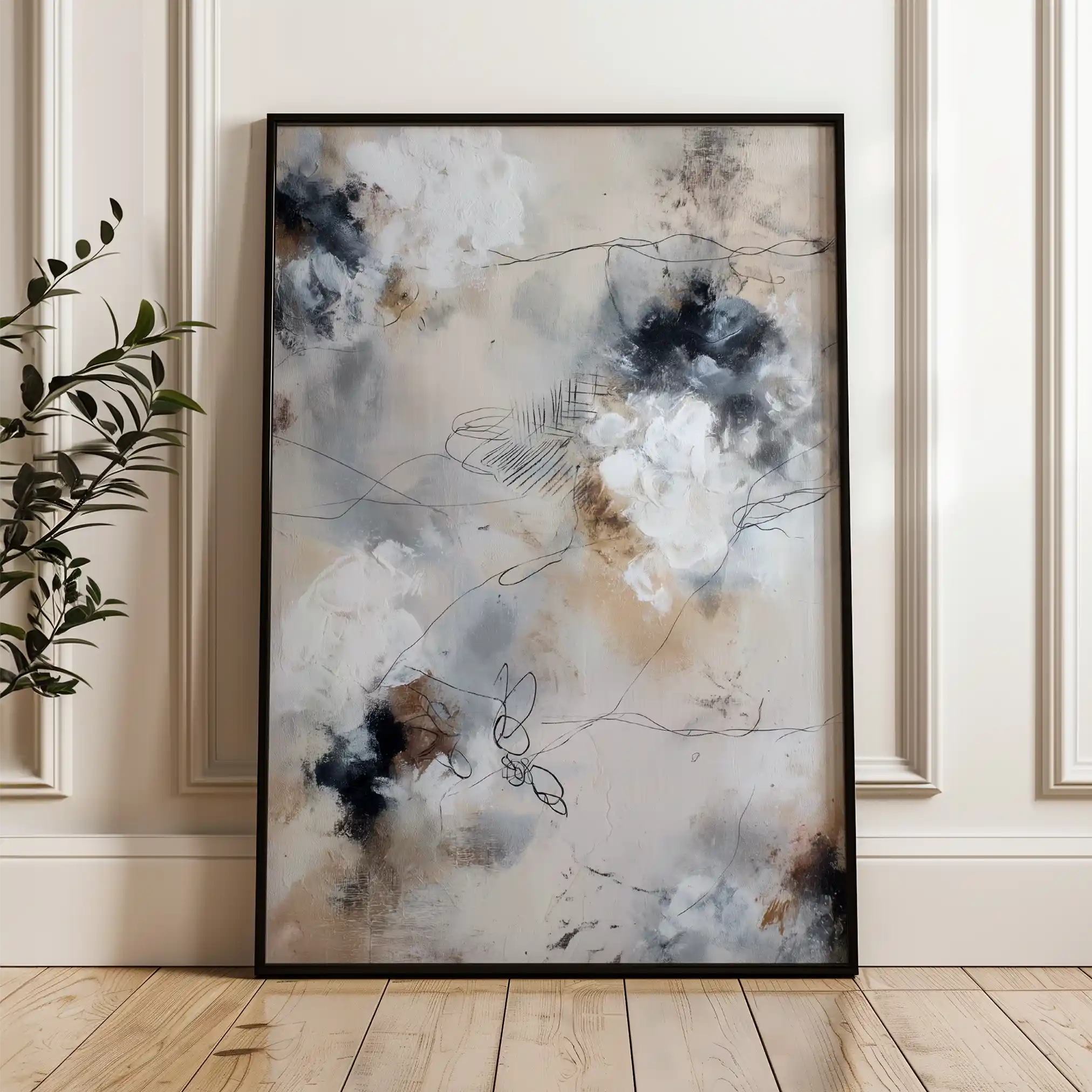 Abstract 1828 Canvas Art 60 x 40 cm / Black