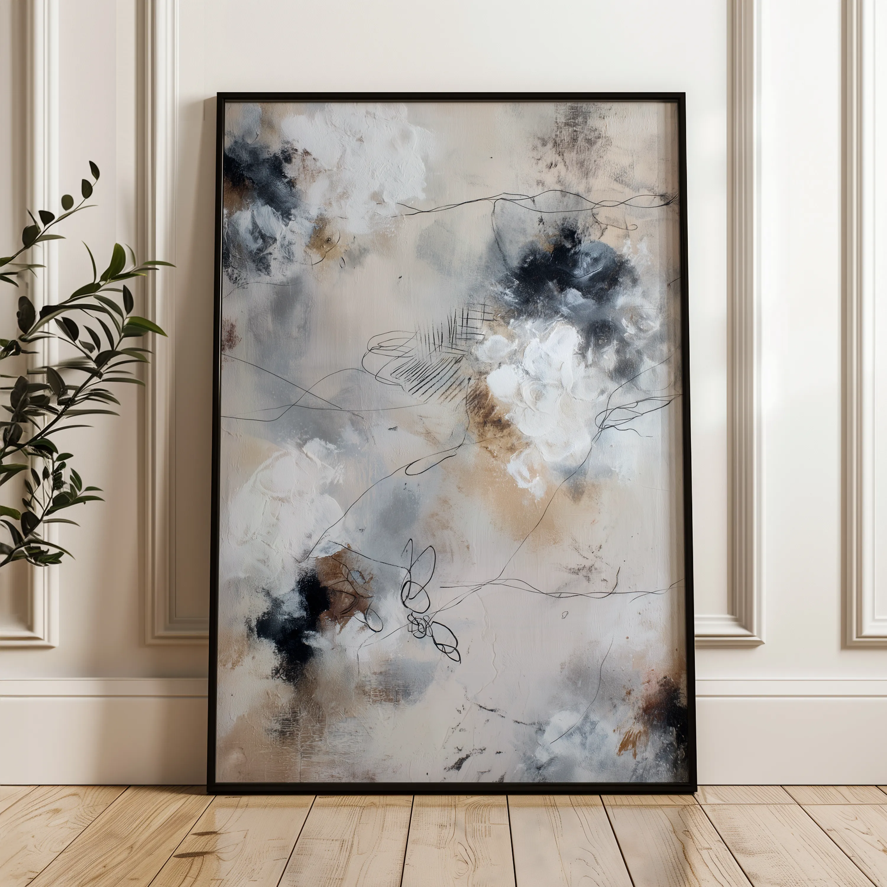 Abstract 1828 Canvas Art 60 x 40 cm / Black