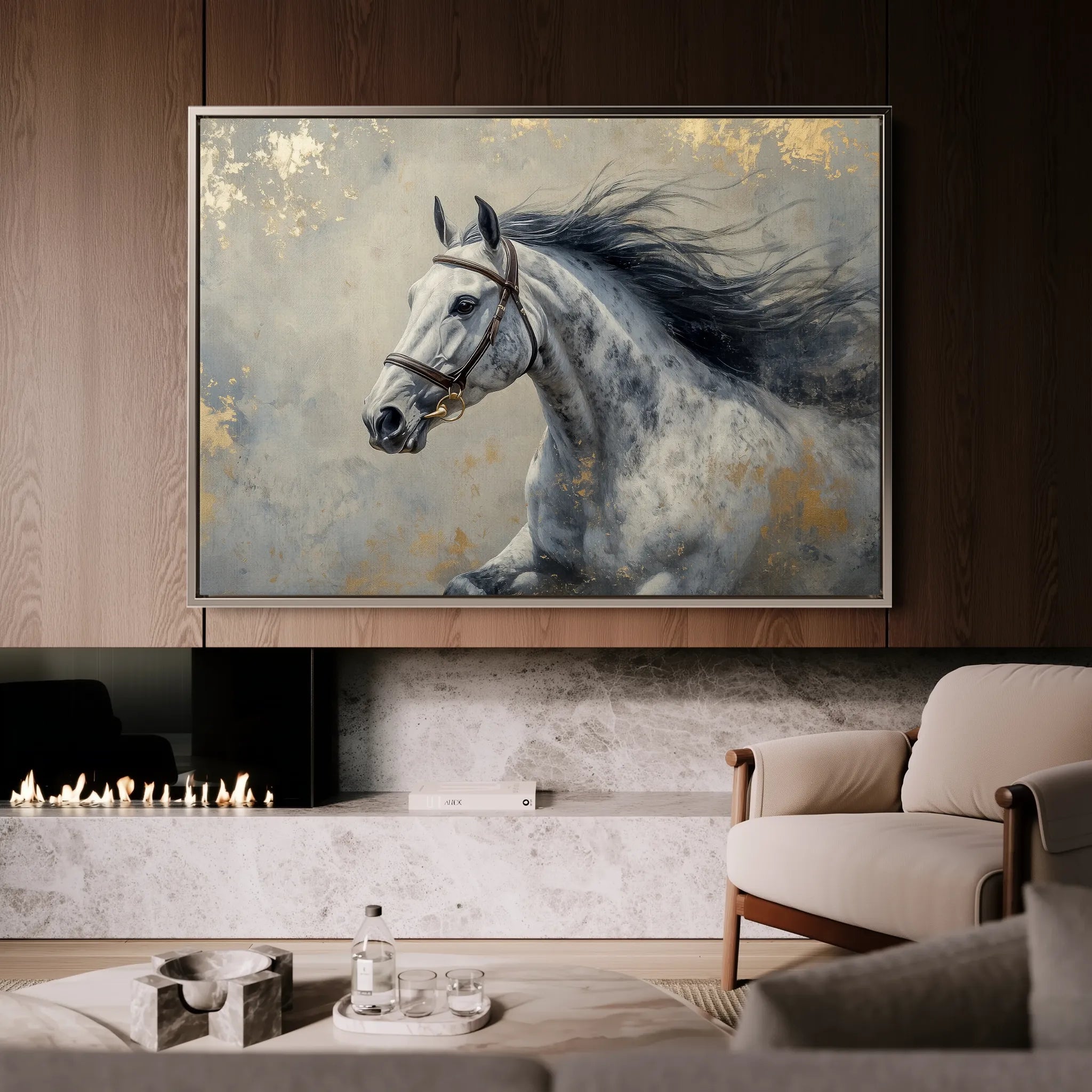 Horses 183 Canvas Art 60 x 40 cm / Black