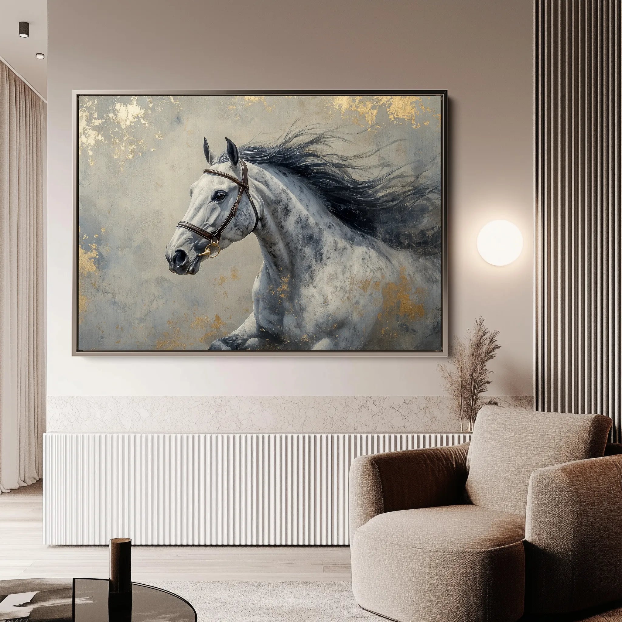 Horses 183 Canvas Art 60 x 40 cm / Black