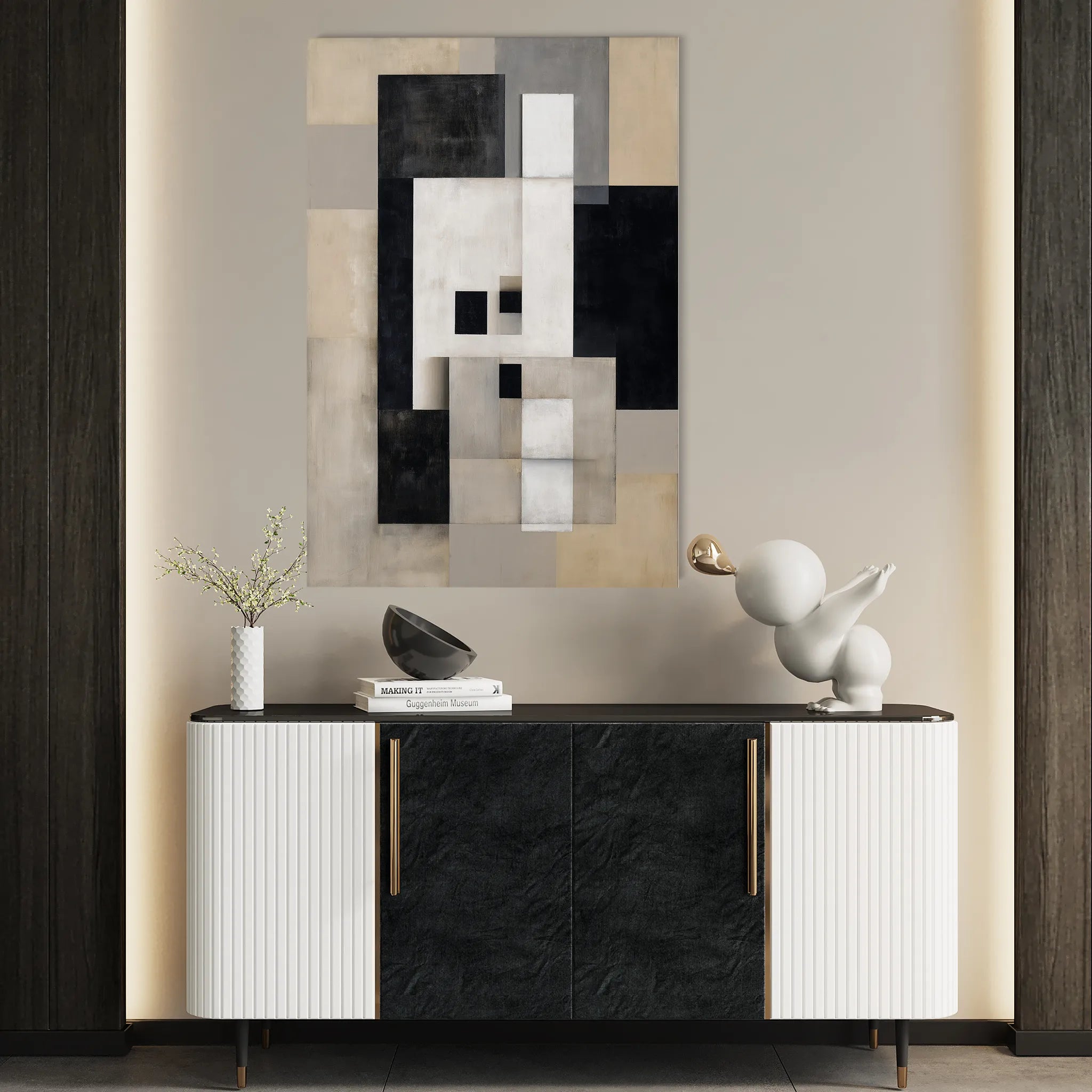 Abstract 1835 Canvas Art 60 x 40 cm / Black