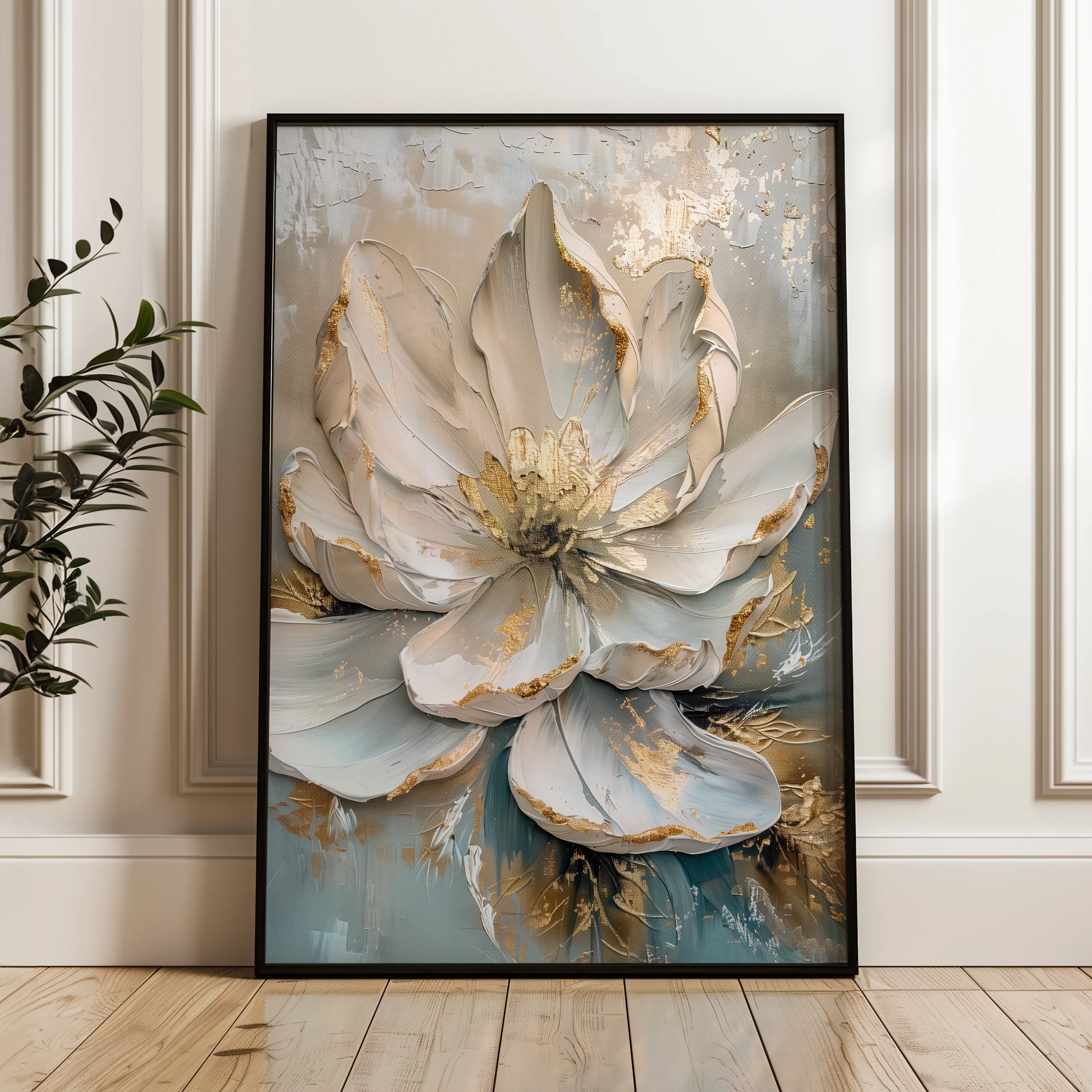Floral 184 Canvas Art 60 x 40 cm / Black