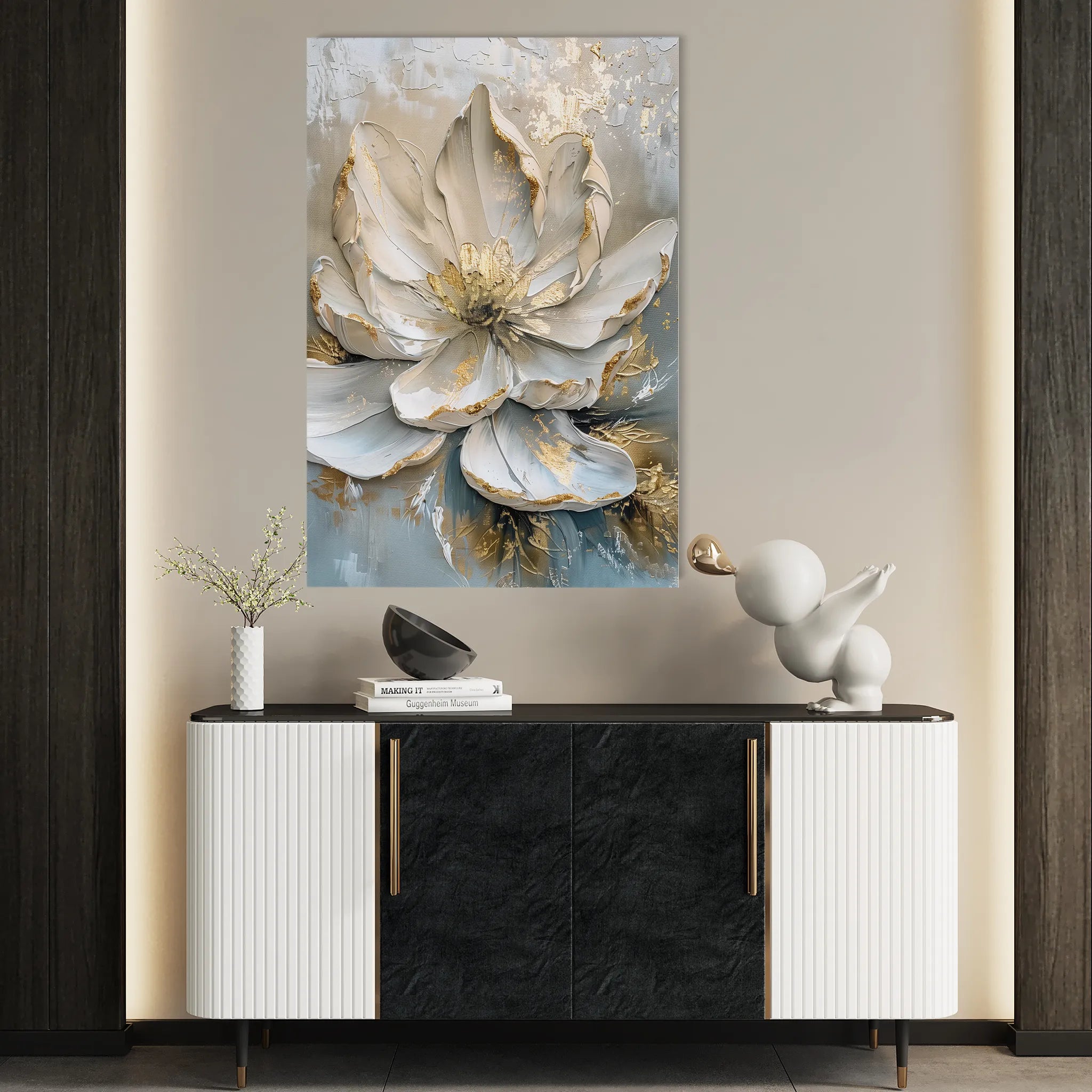 Floral 184 Canvas Art 60 x 40 cm / Black