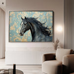 Horses 184 Canvas Art 60 x 40 cm / Black