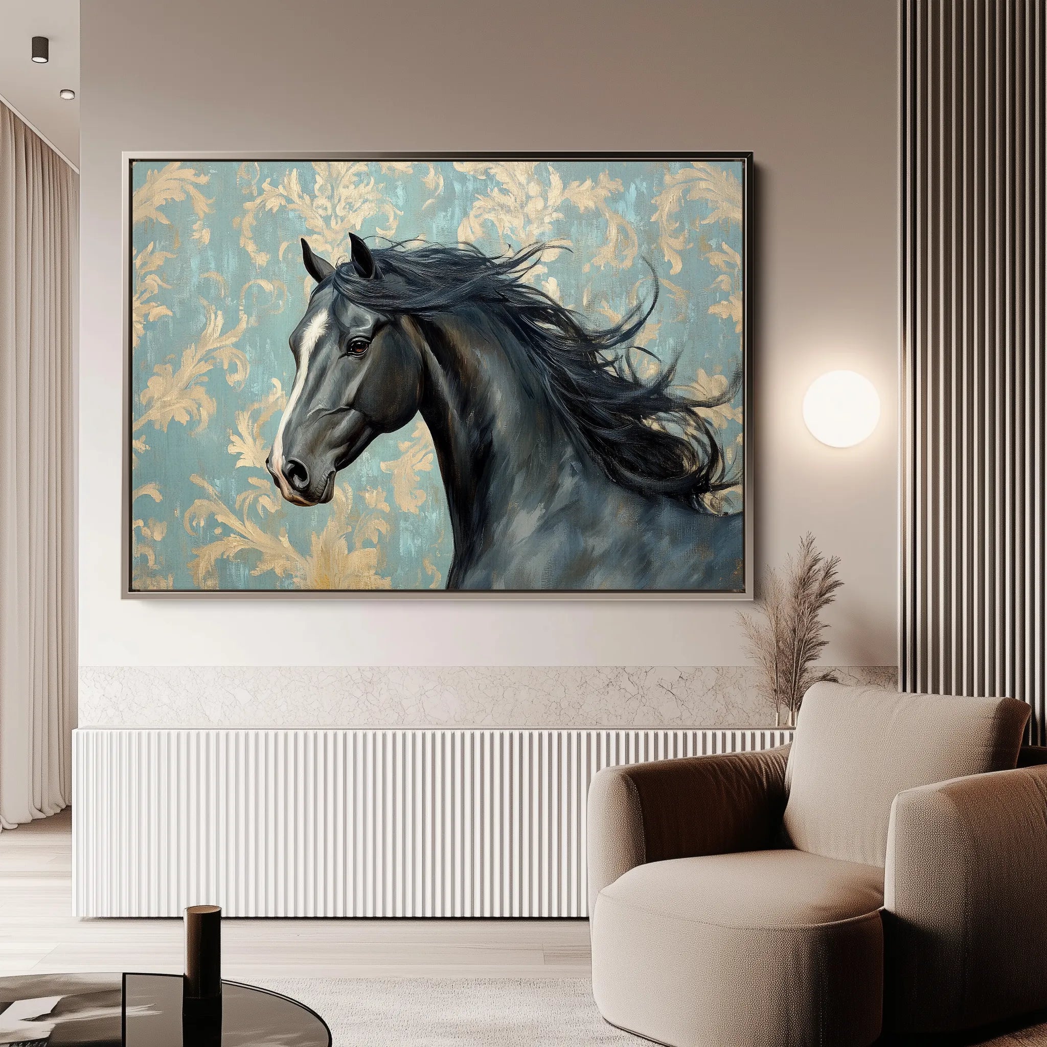 Horses 184 Canvas Art 60 x 40 cm / Black