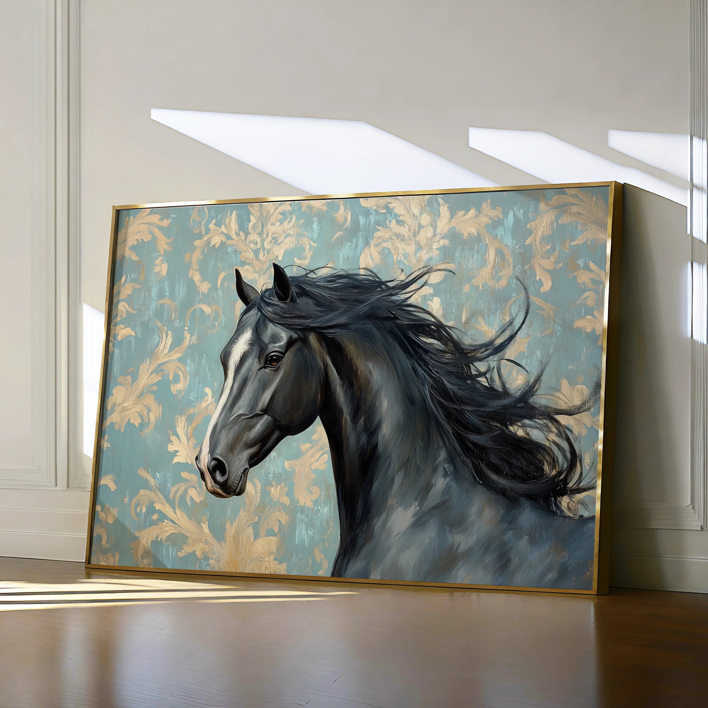 Horses 184 Canvas Art 60 x 40 cm / Black