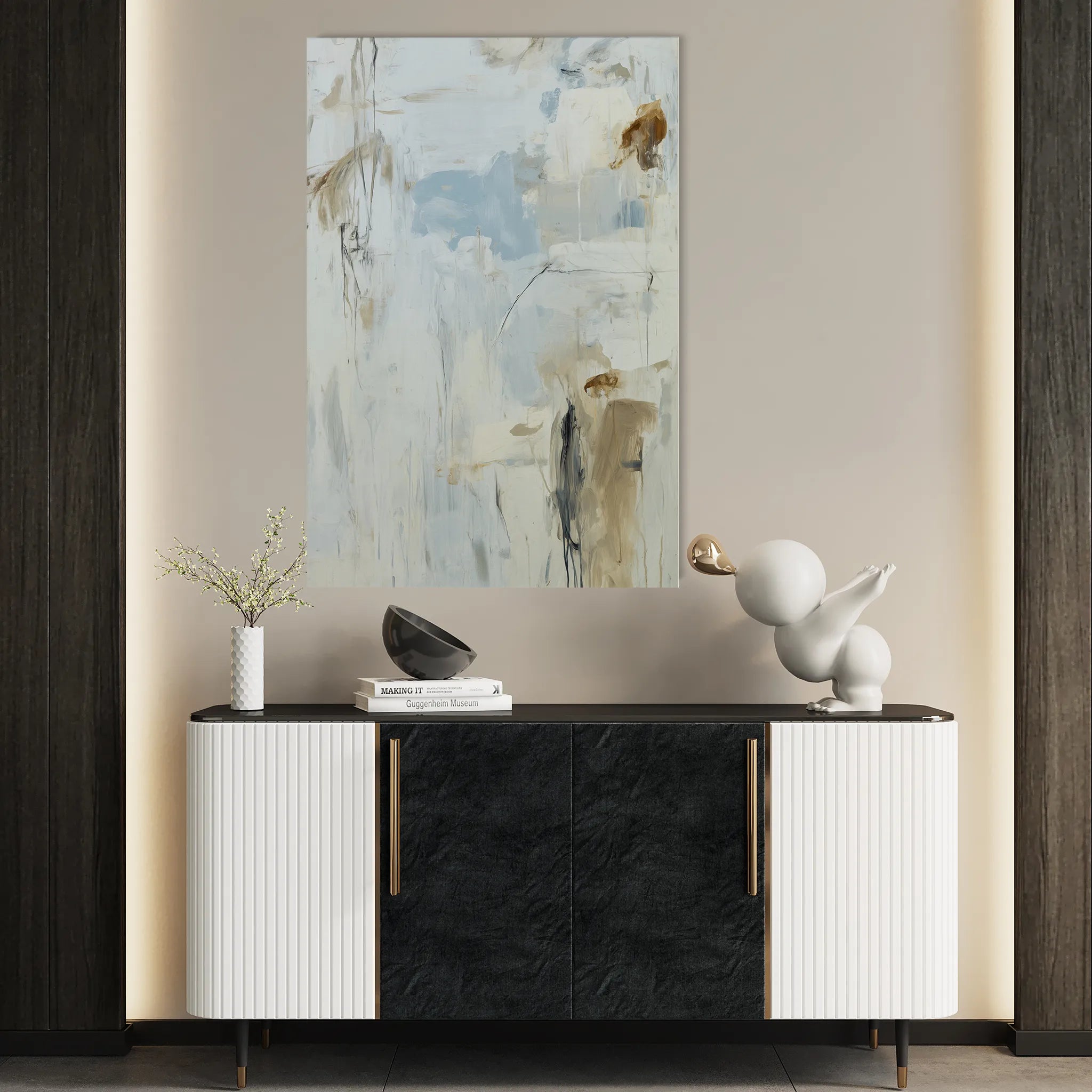 Abstract 1841 Canvas Art 60 x 40 cm / Black