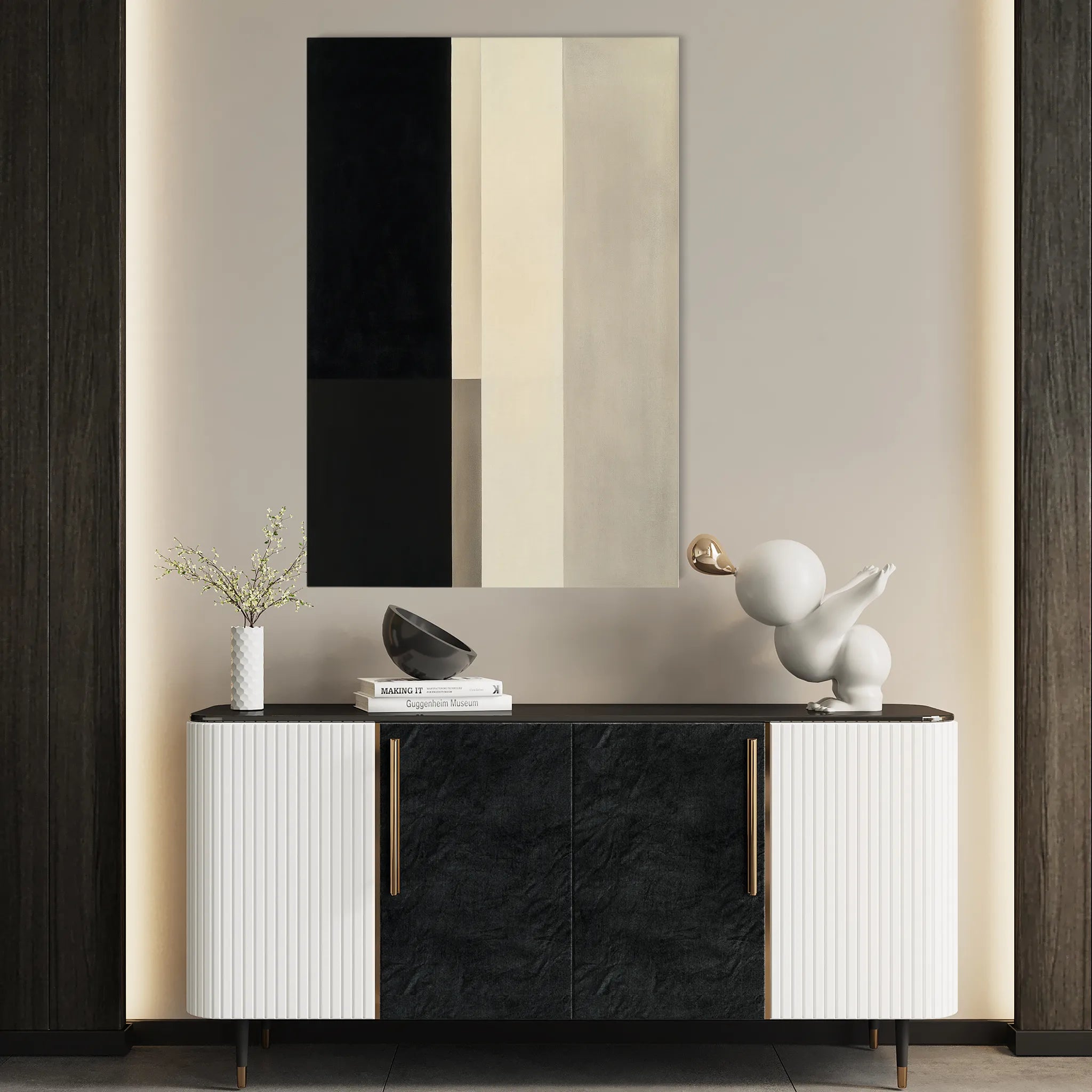 Abstract 1846 Canvas Art 60 x 40 cm / Black