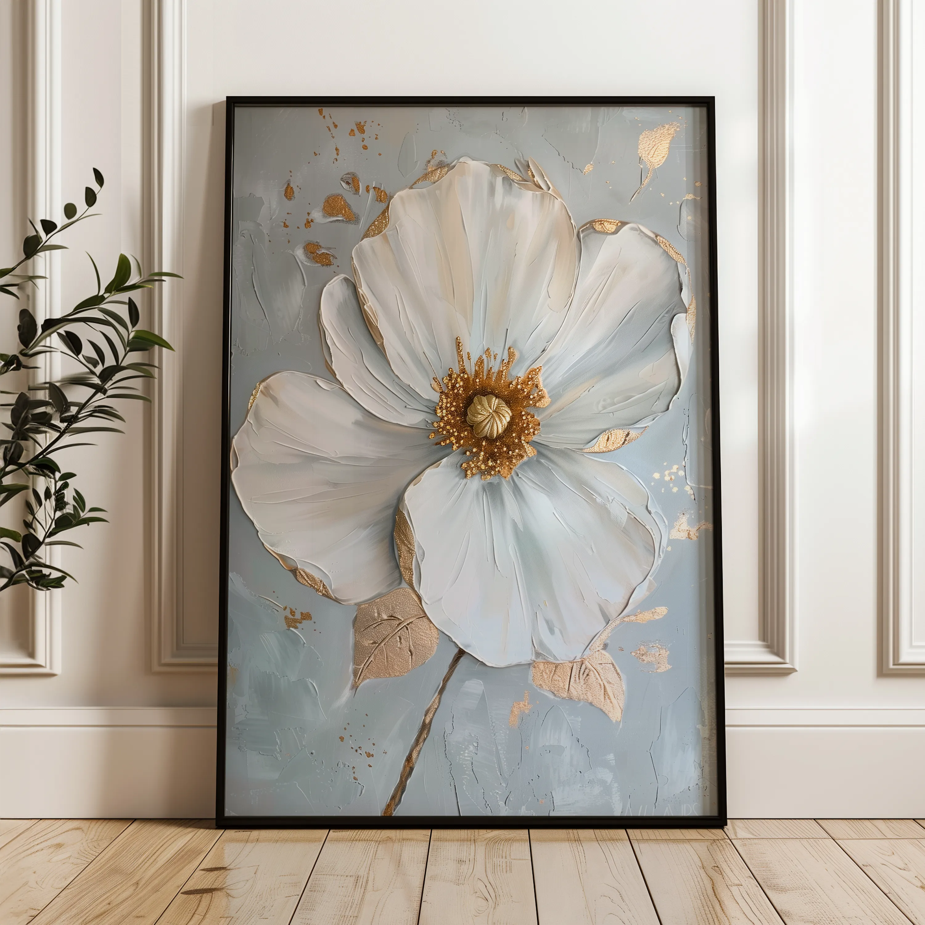 Floral 185 Canvas Art 60 x 40 cm / Black