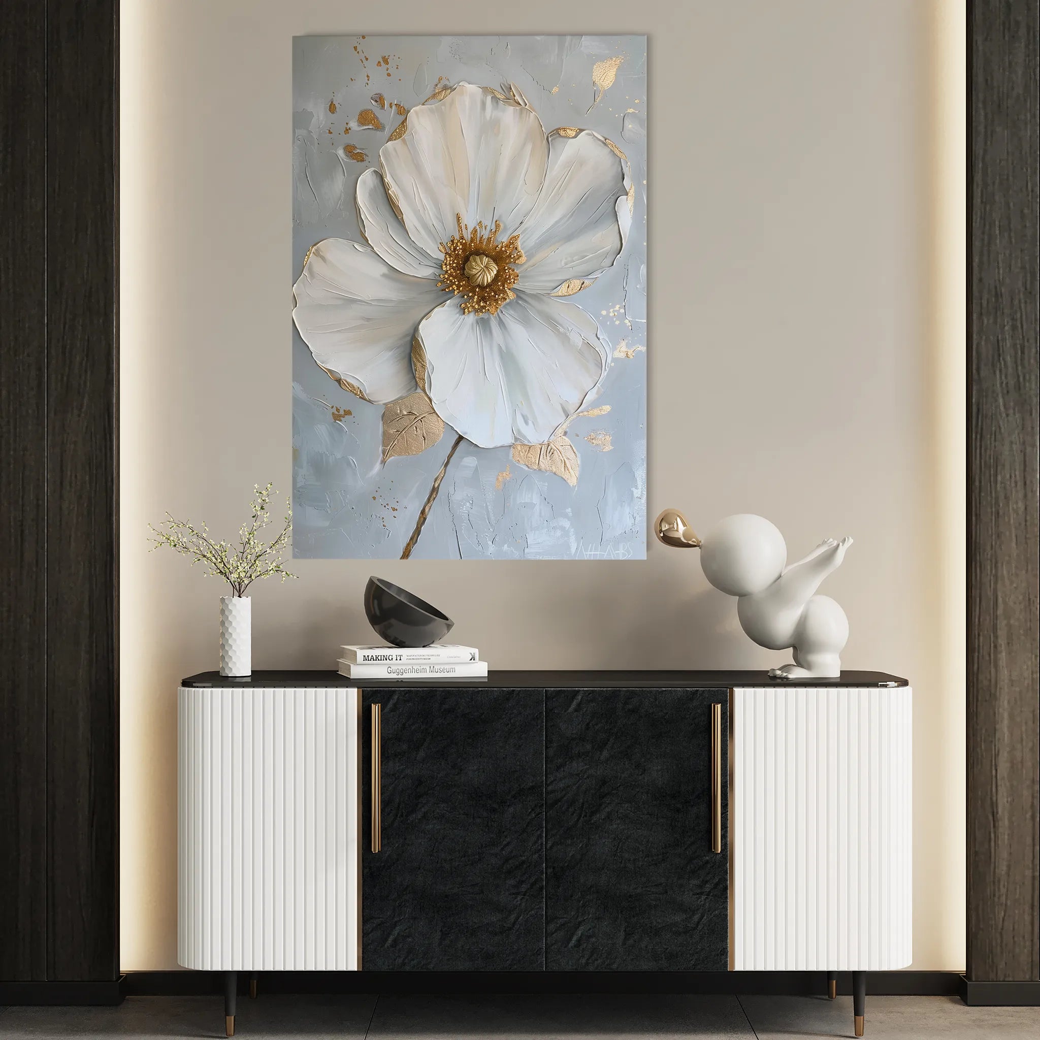 Floral 185 Canvas Art 60 x 40 cm / Black