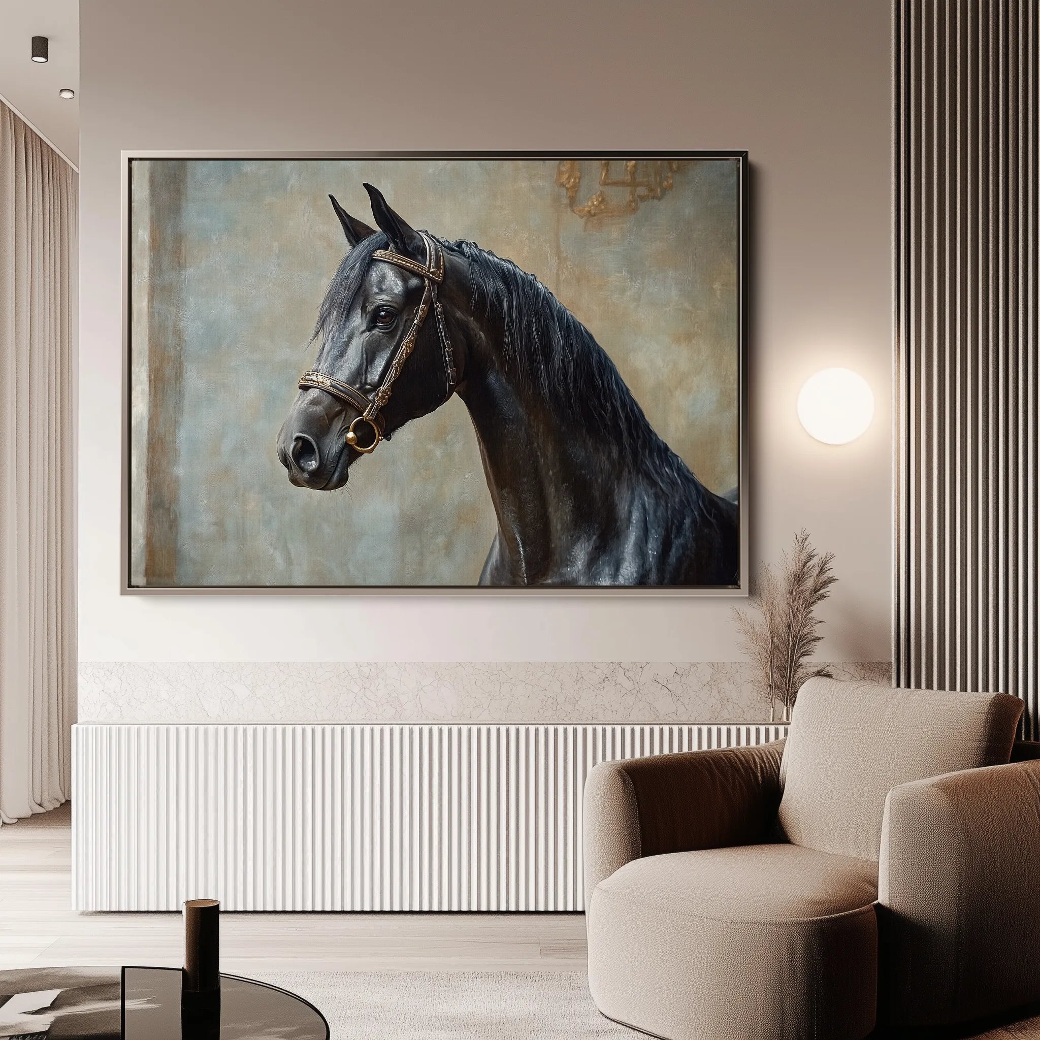 Horses 185 Canvas Art 60 x 40 cm / Black
