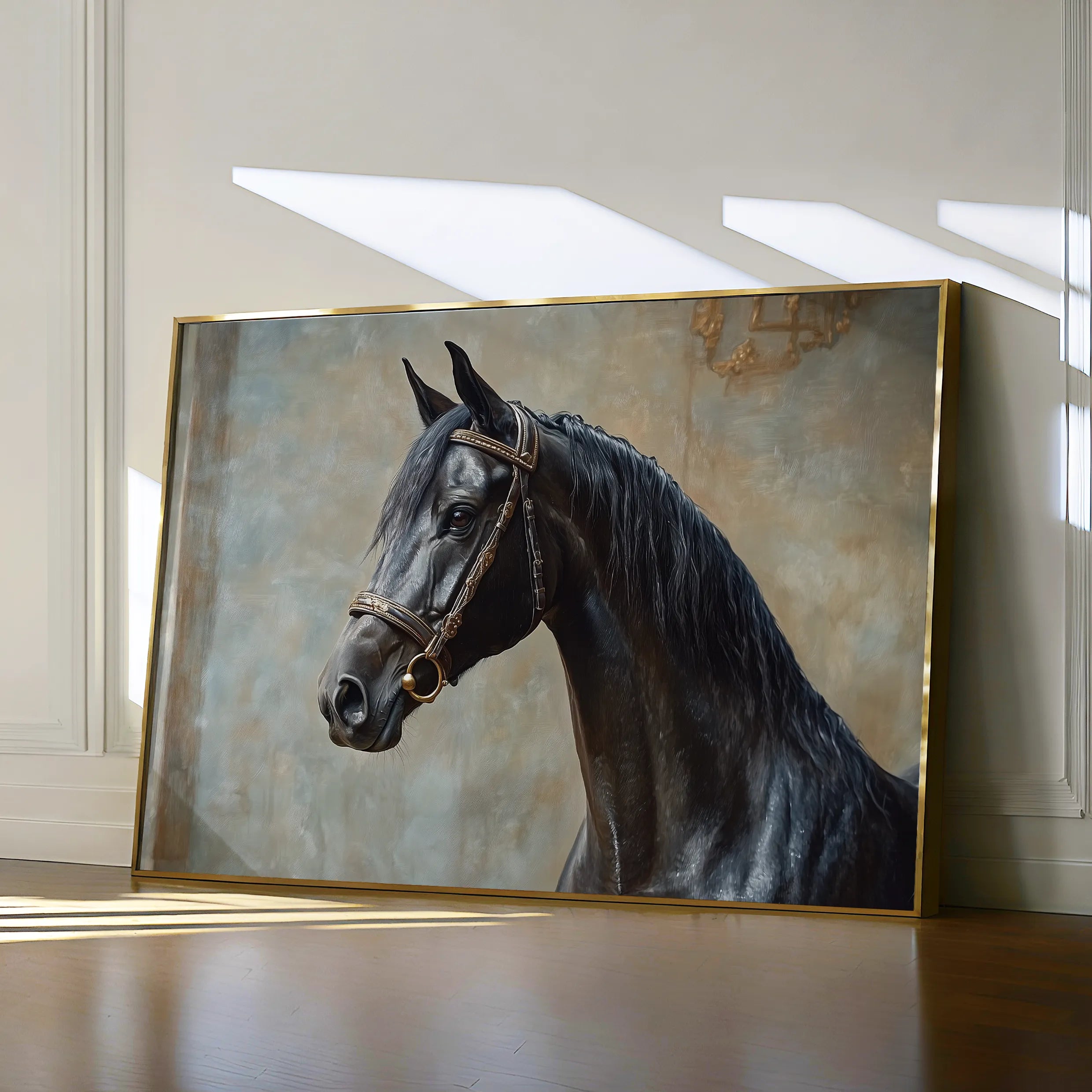 Horses 185 Canvas Art 60 x 40 cm / Black
