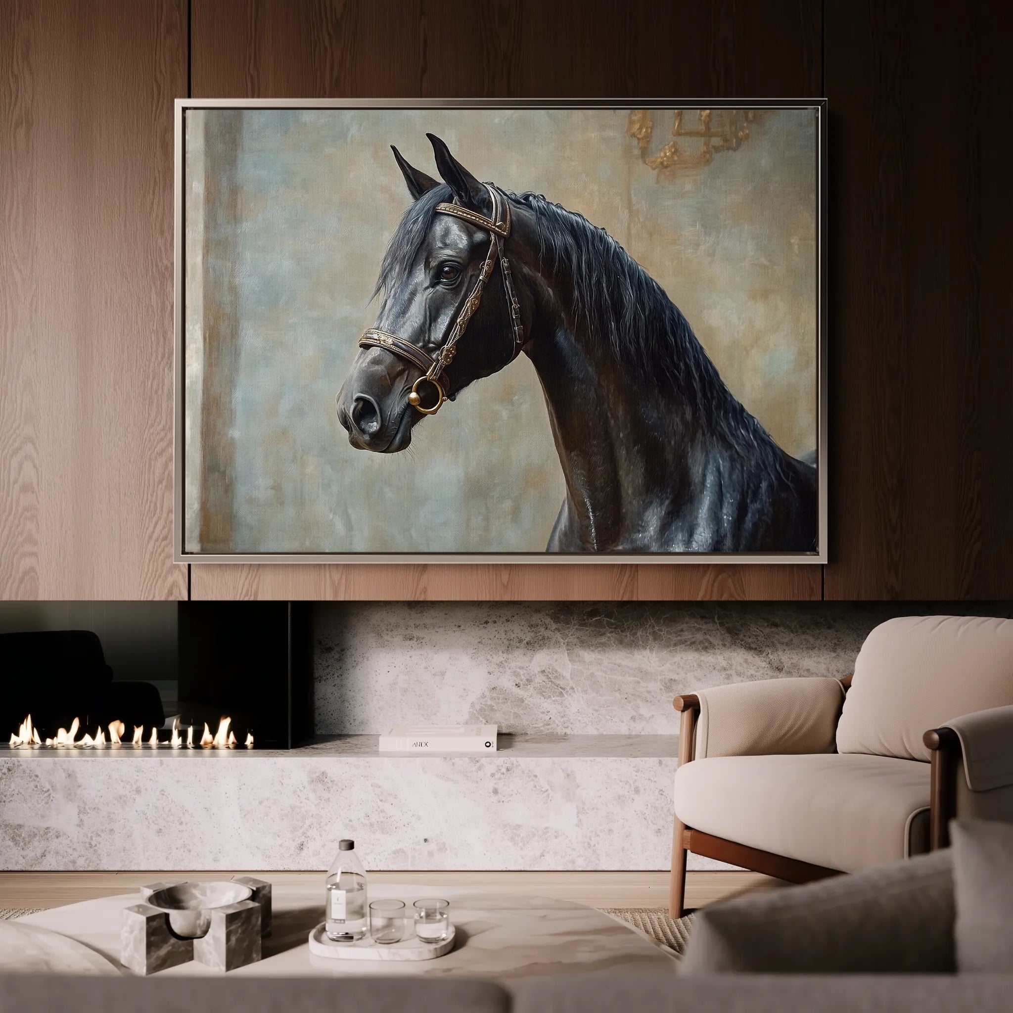 Horses 185 Canvas Art 60 x 40 cm / Black