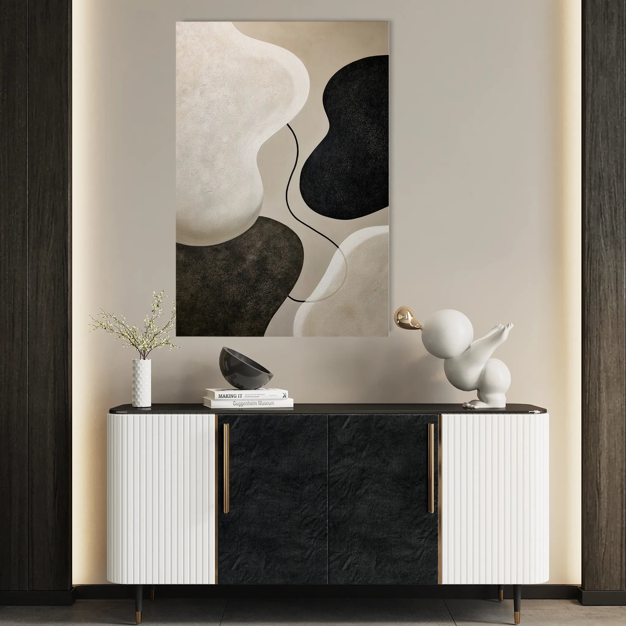 Abstract 1853 Canvas Art 60 x 40 cm / Black