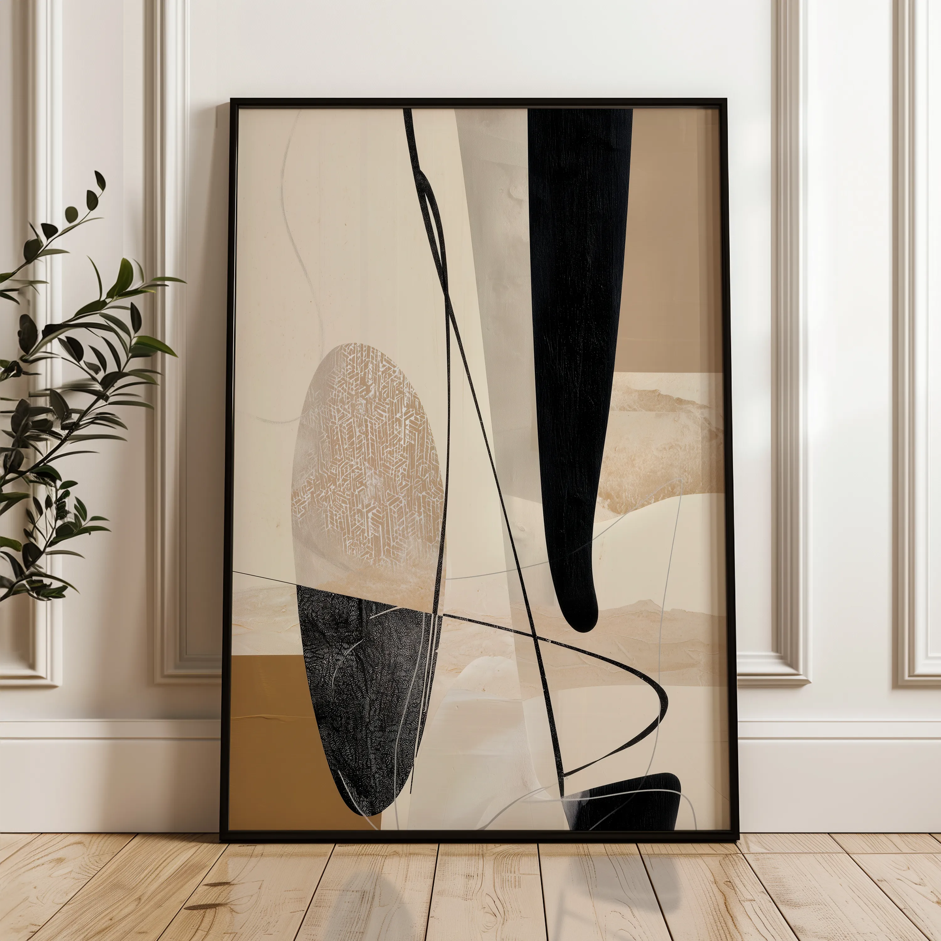Abstract 1854 Canvas Art 60 x 40 cm / Black