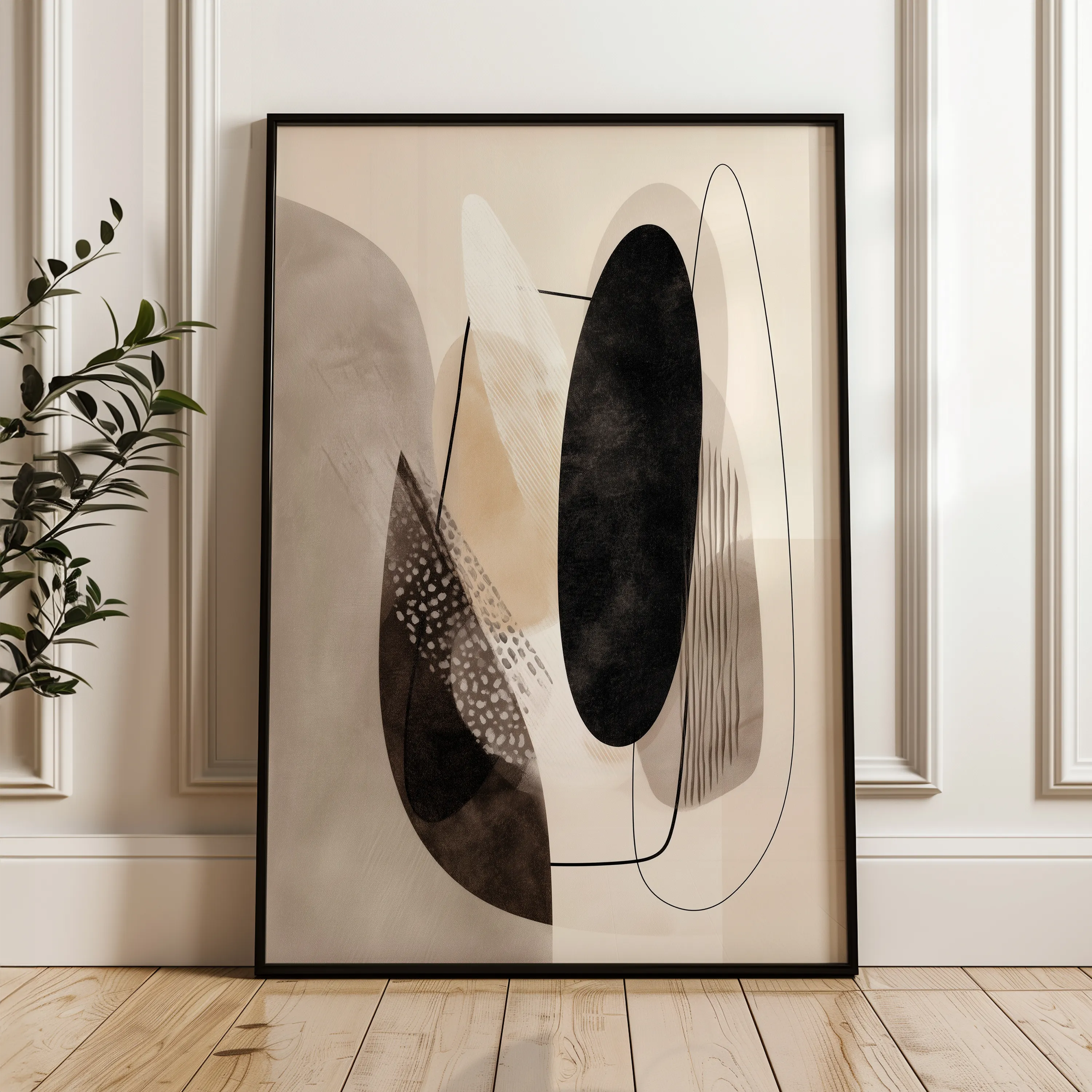 Abstract 1855 Canvas Art 60 x 40 cm / Black