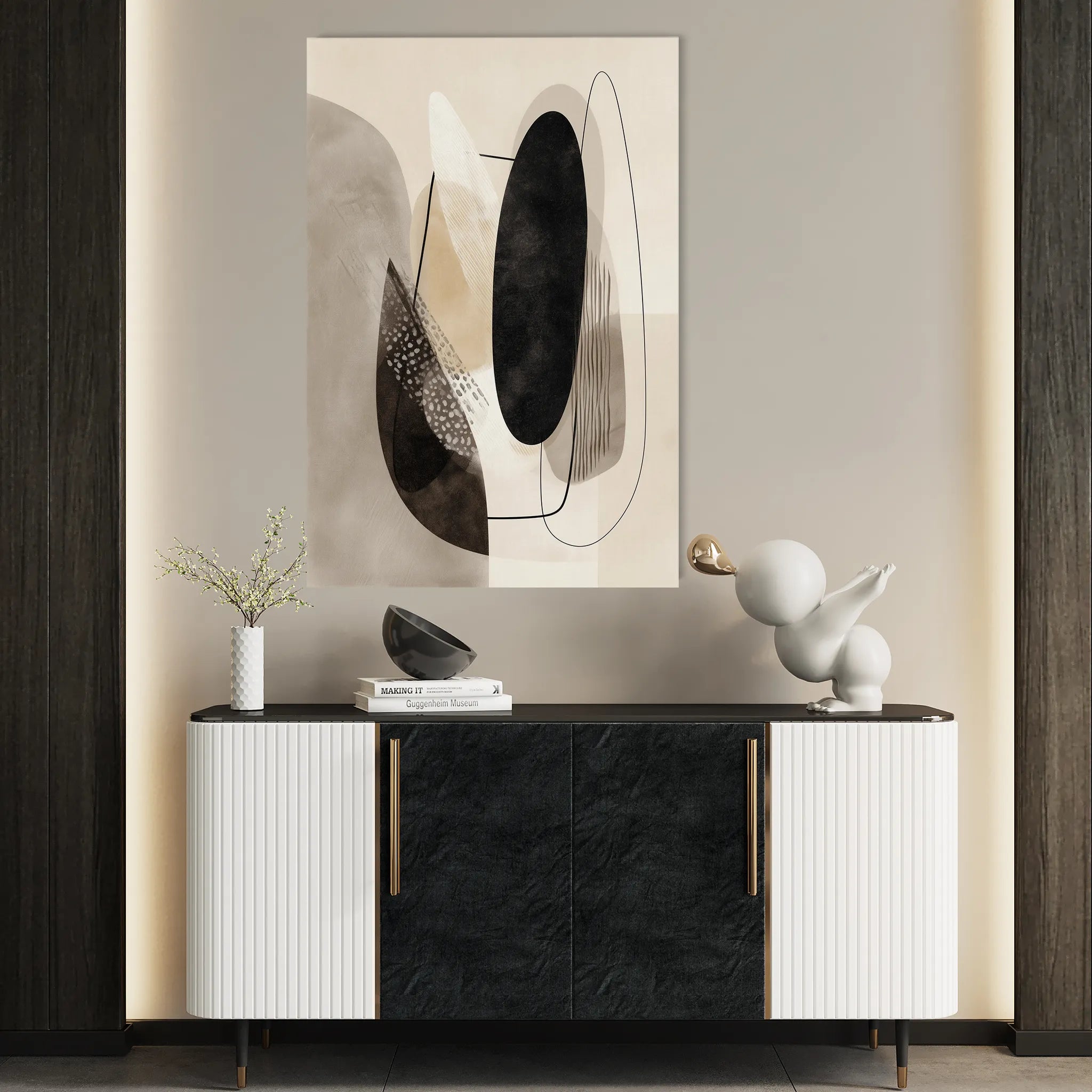 Abstract 1855 Canvas Art 60 x 40 cm / Black